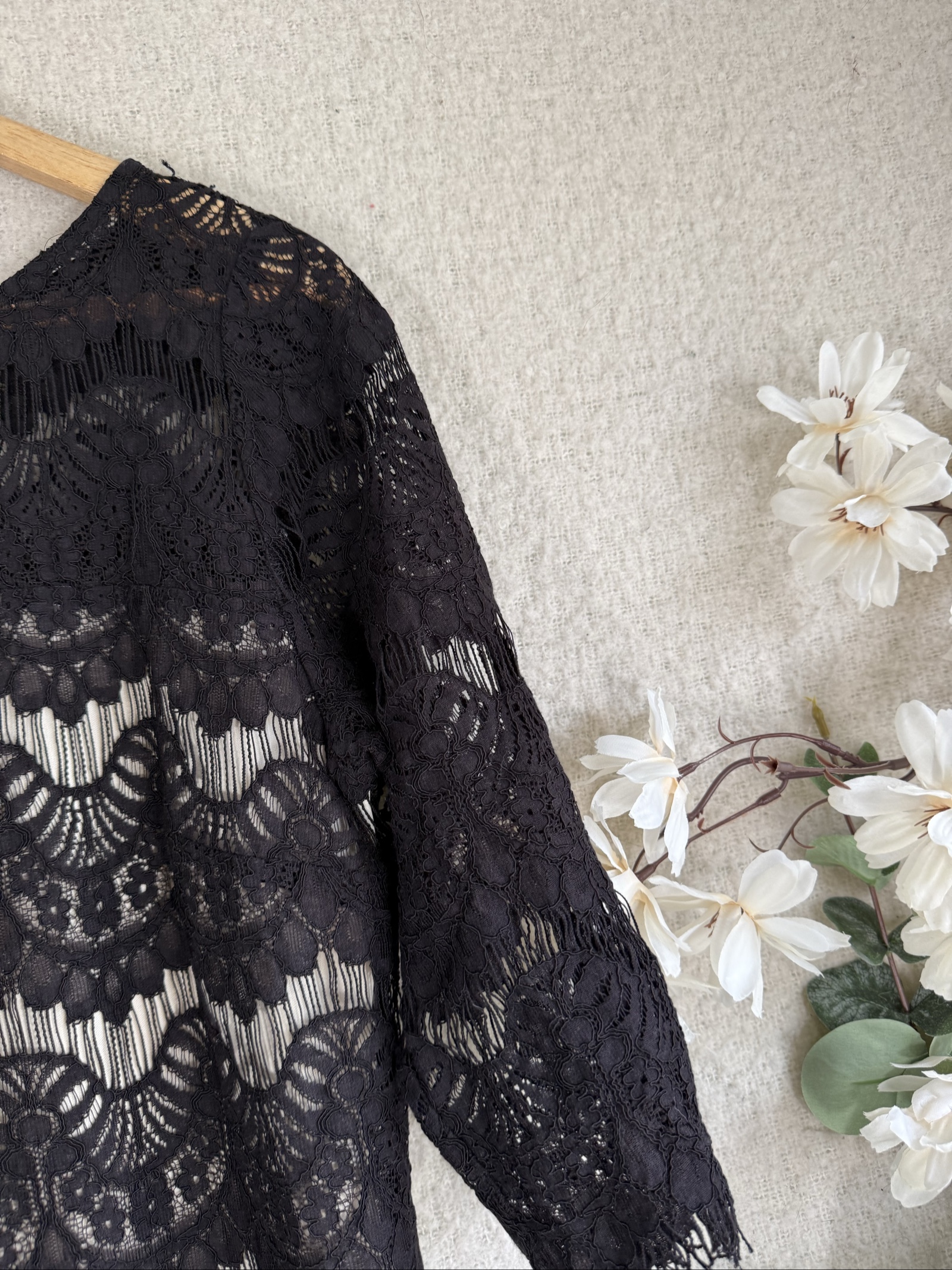 Wallis Black Lace Dress UK 16 Sheer Floral Design Elegant Occasion Wear image 2
