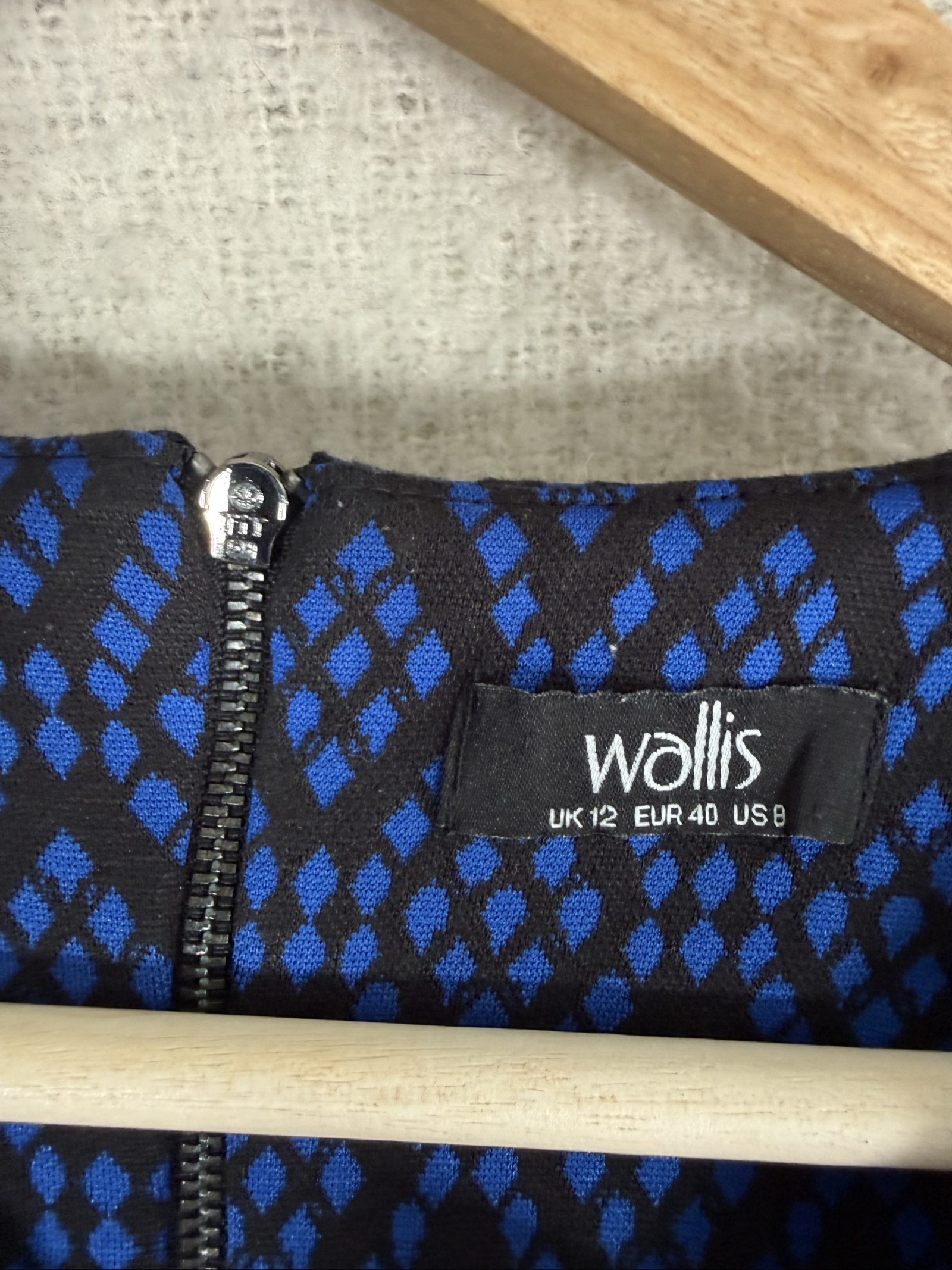 Wallis Blue & Black Patterned Shift Dress UK 12 Stylish Casual Dress image 2