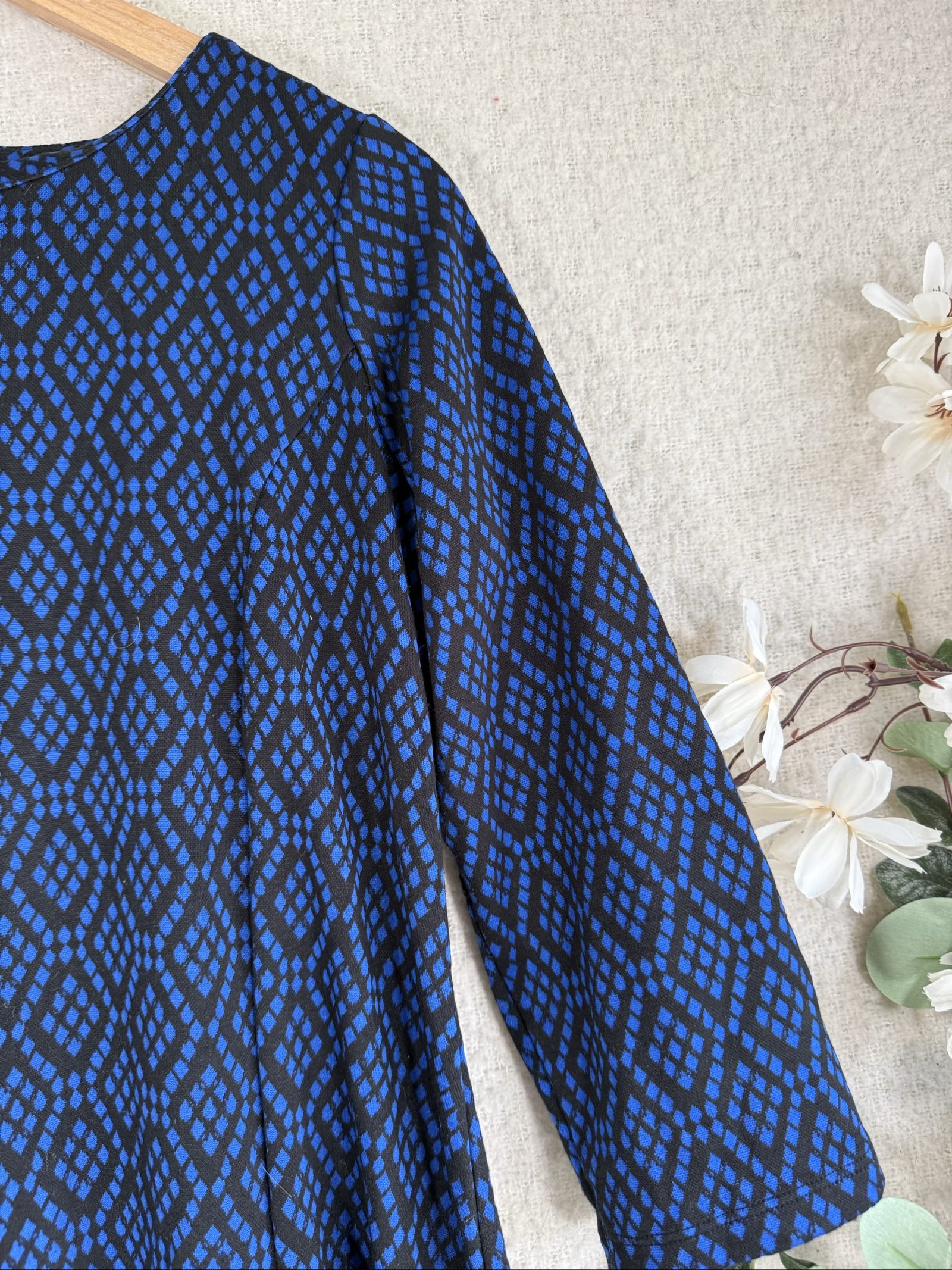 Wallis Blue & Black Patterned Shift Dress UK 12 Stylish Casual Dress image 3