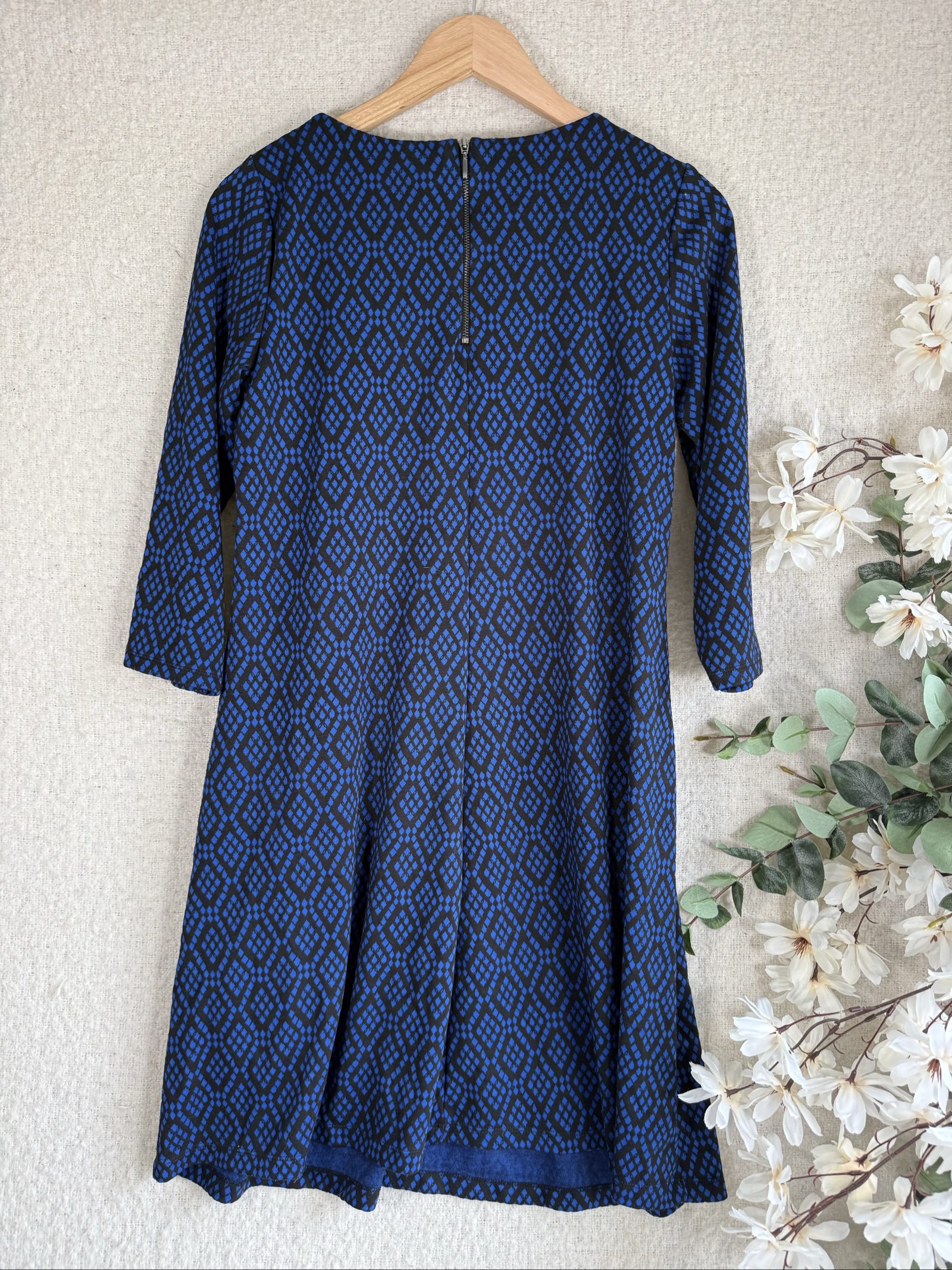 Wallis Blue & Black Patterned Shift Dress UK 12 Stylish Casual Dress image 4