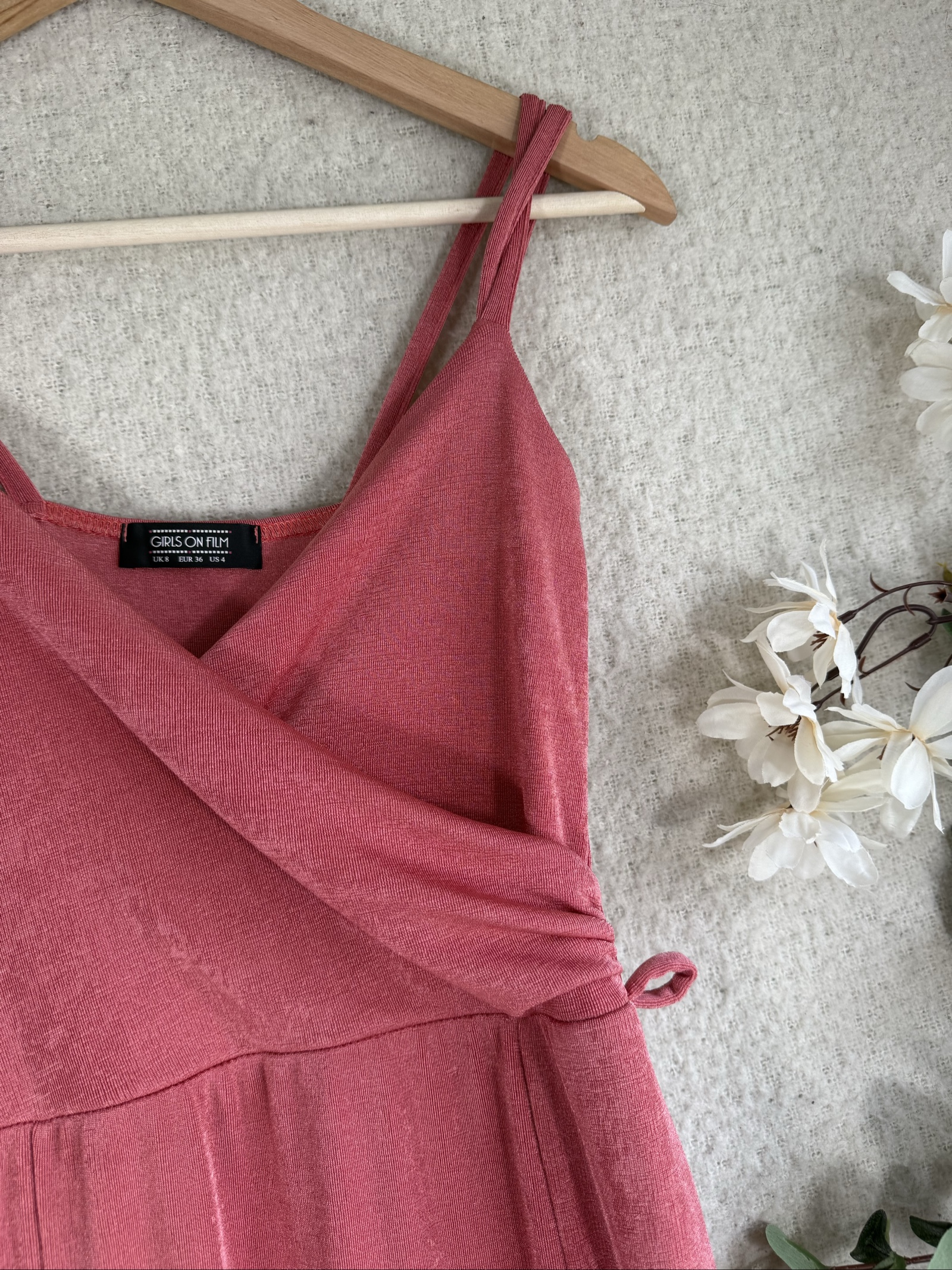 Girls on Film Pink Wrap Front Maxi Dress UK 8 Sleeveless Elegant Summer image 5