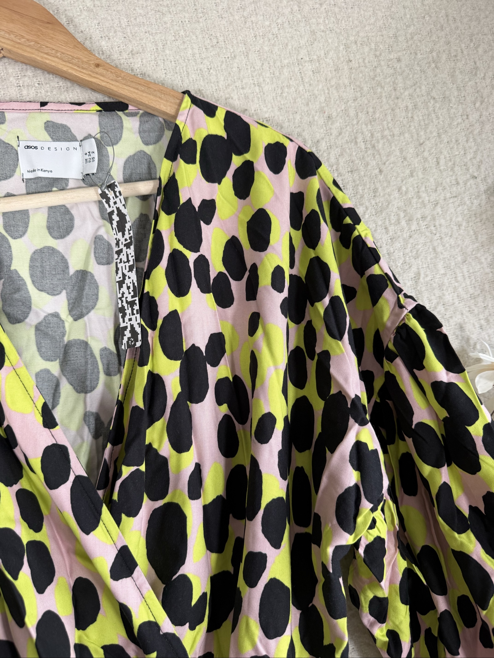 ASOS Multi Colour Animal Print Wrap Dress UK 6 Lightweight Viscose Summer image 3