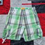 SoulCal Green & Grey Plaid Cargo Shorts Size 34" Waist Cotton
