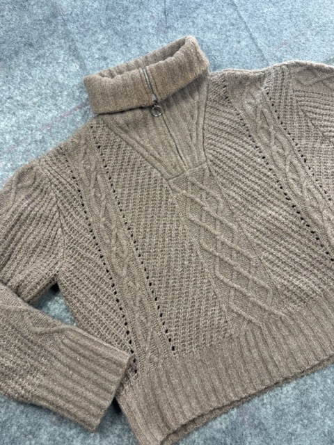 Ruby Moon Brown Knit Zip Sweater L image 2