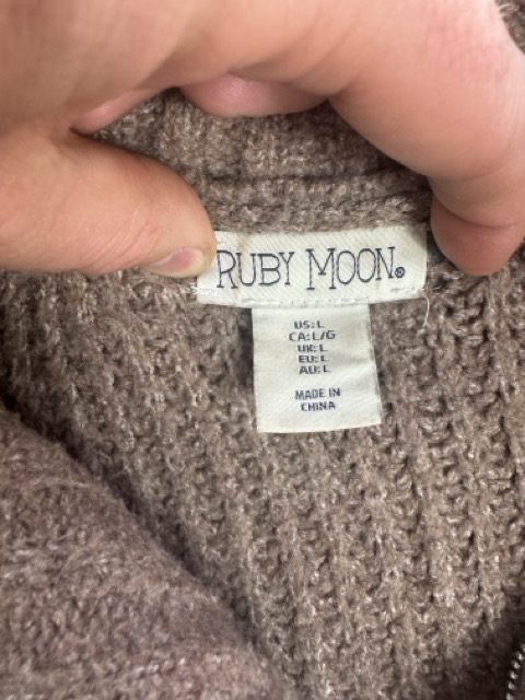 Ruby Moon Brown Knit Zip Sweater L image 5