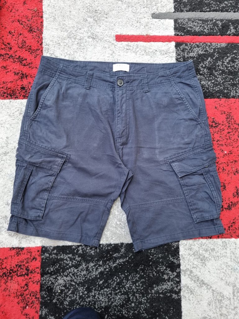 Easy Navy Cargo Shorts Waist 36 Straight Fit Cotton