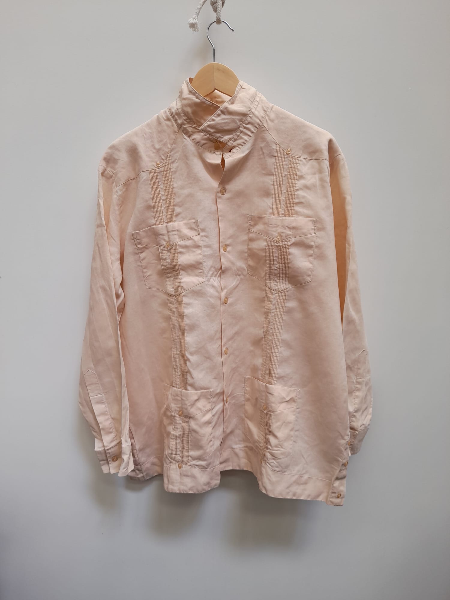 Renato Collection Beige Cotton Guayabera Shirt XL image 4
