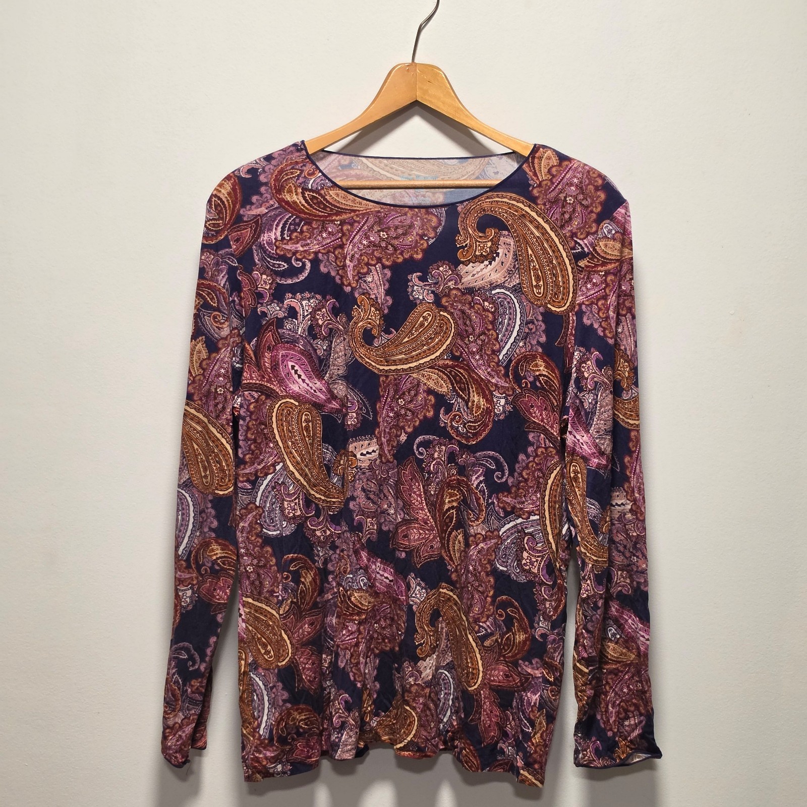 Multi Paisley Print Long Sleeve Top Size 2L