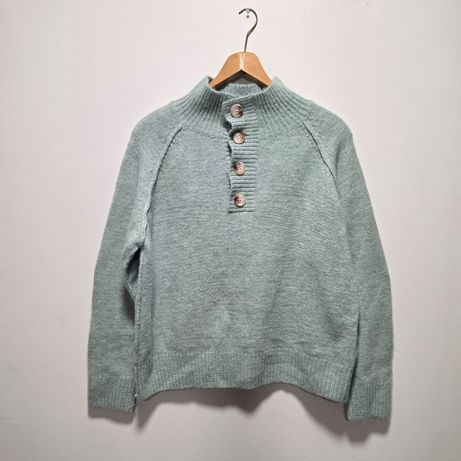 Mint Green Buttoned Knit Sweater