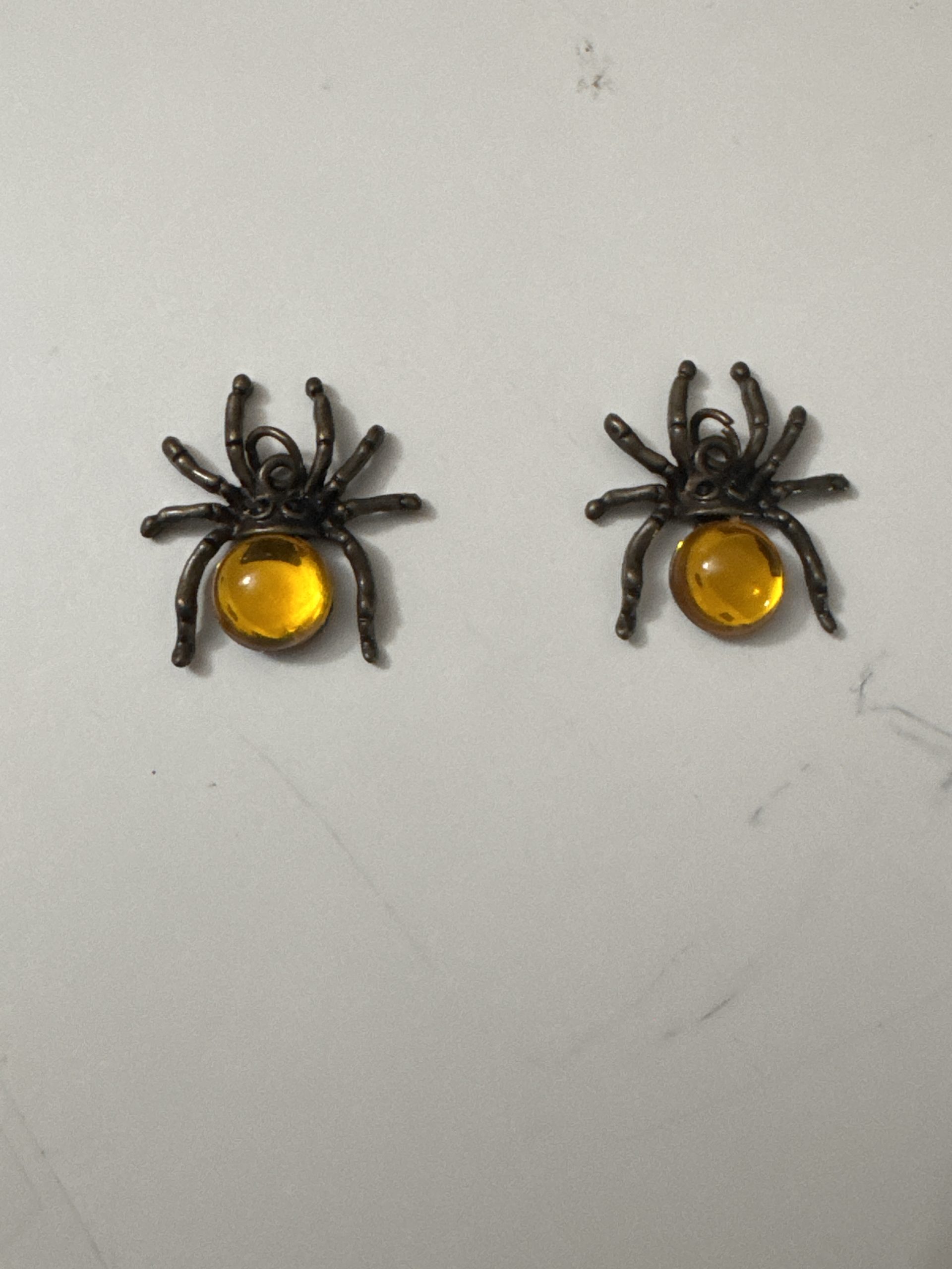 Vintage Amber Stone Spider Pendant Charms Multi Colour Set of 2