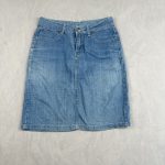 Blue Denim Skirt Cotton Blend Medium Length Size S Casual