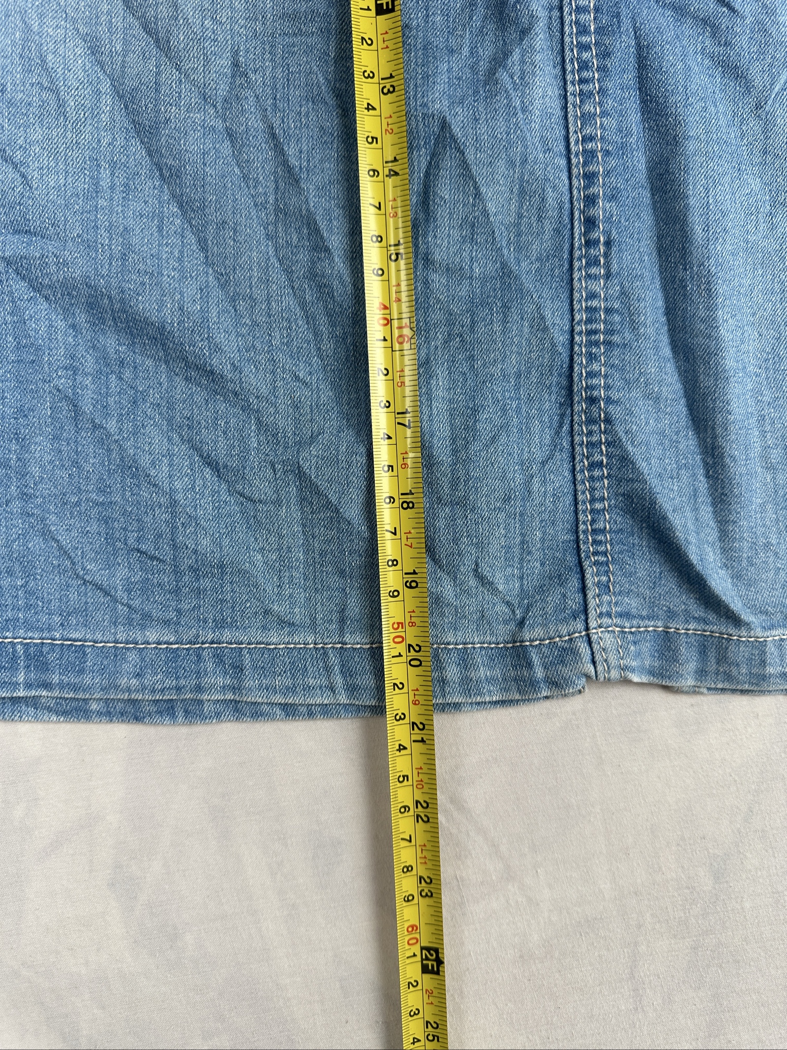 Blue Denim Skirt Cotton Blend Medium Length Size S Casual image 2
