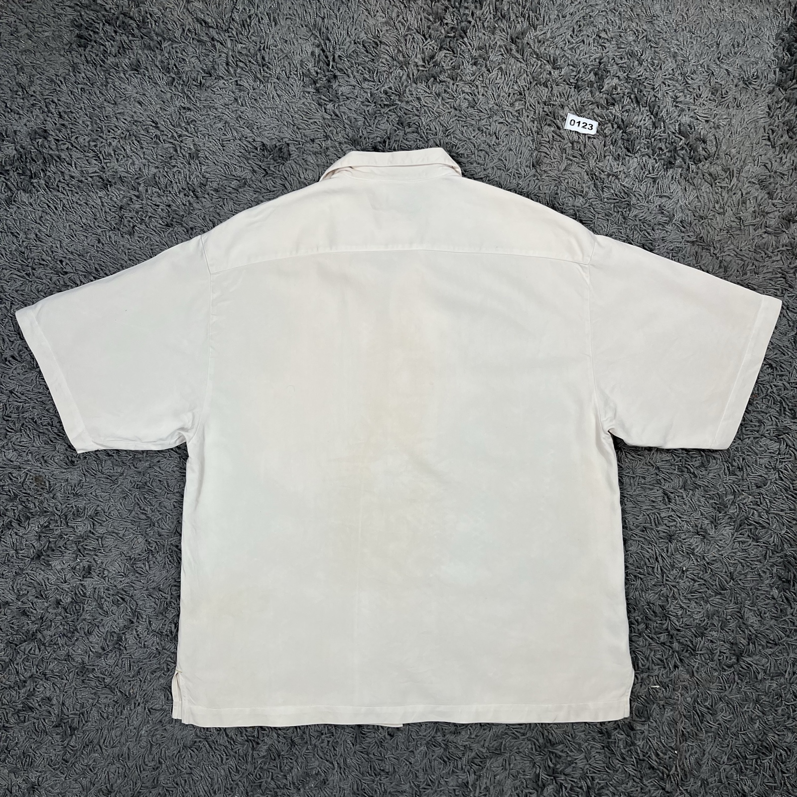 Eagle of Wool Cream Silk Button-Up Shirt XL Large Pocket Short Sleeve image 8