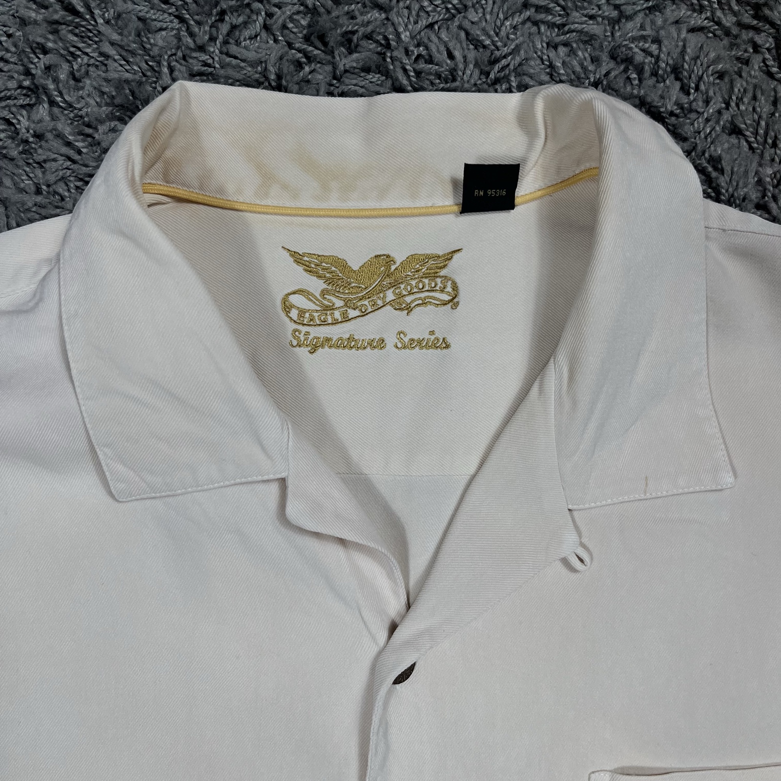Eagle dry Goods co White Signature Series Silk Shirt Large XL Pocketed Short Sleeve image 2