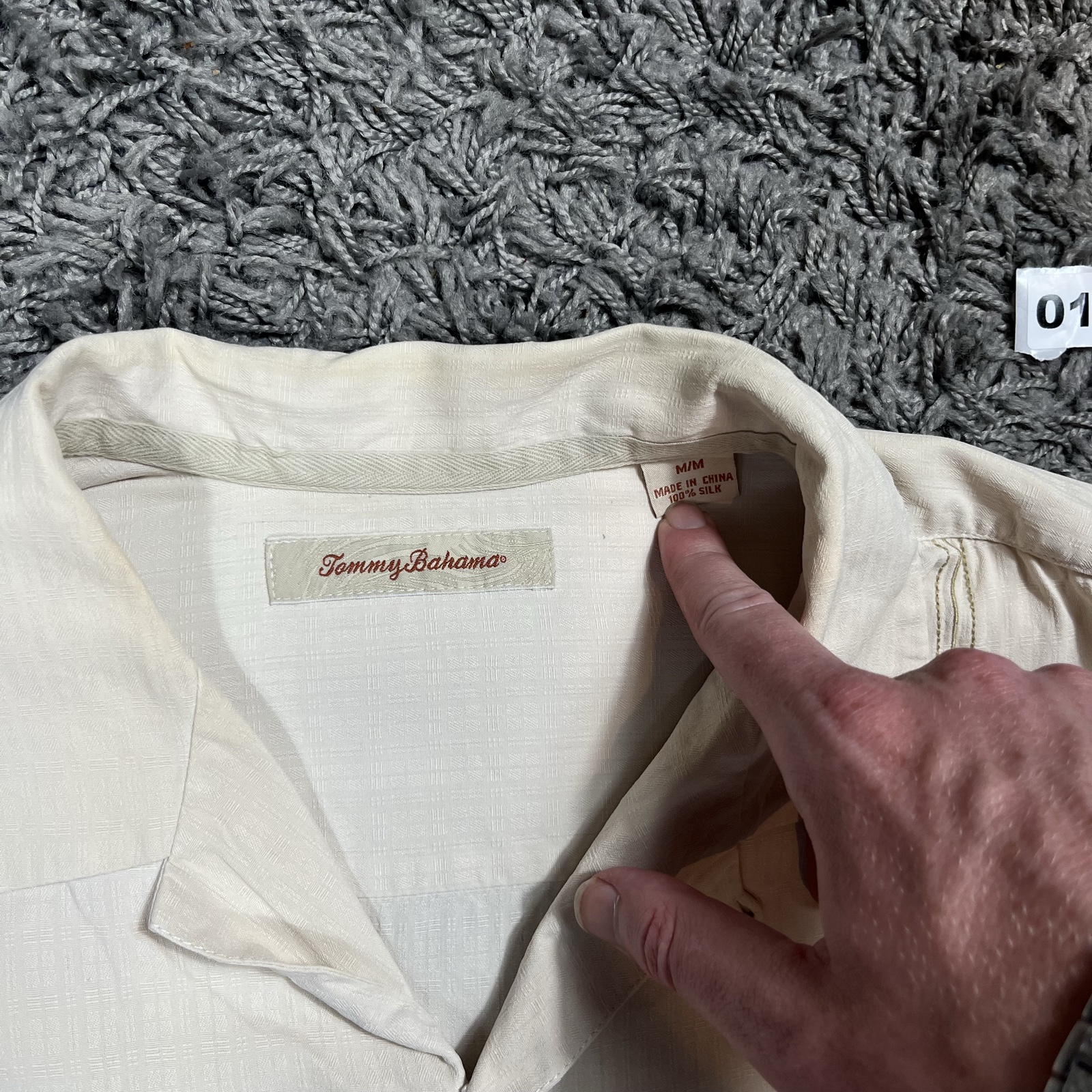 Tommy Bahama Cream Silk Short Sleeve Shirt M image 2