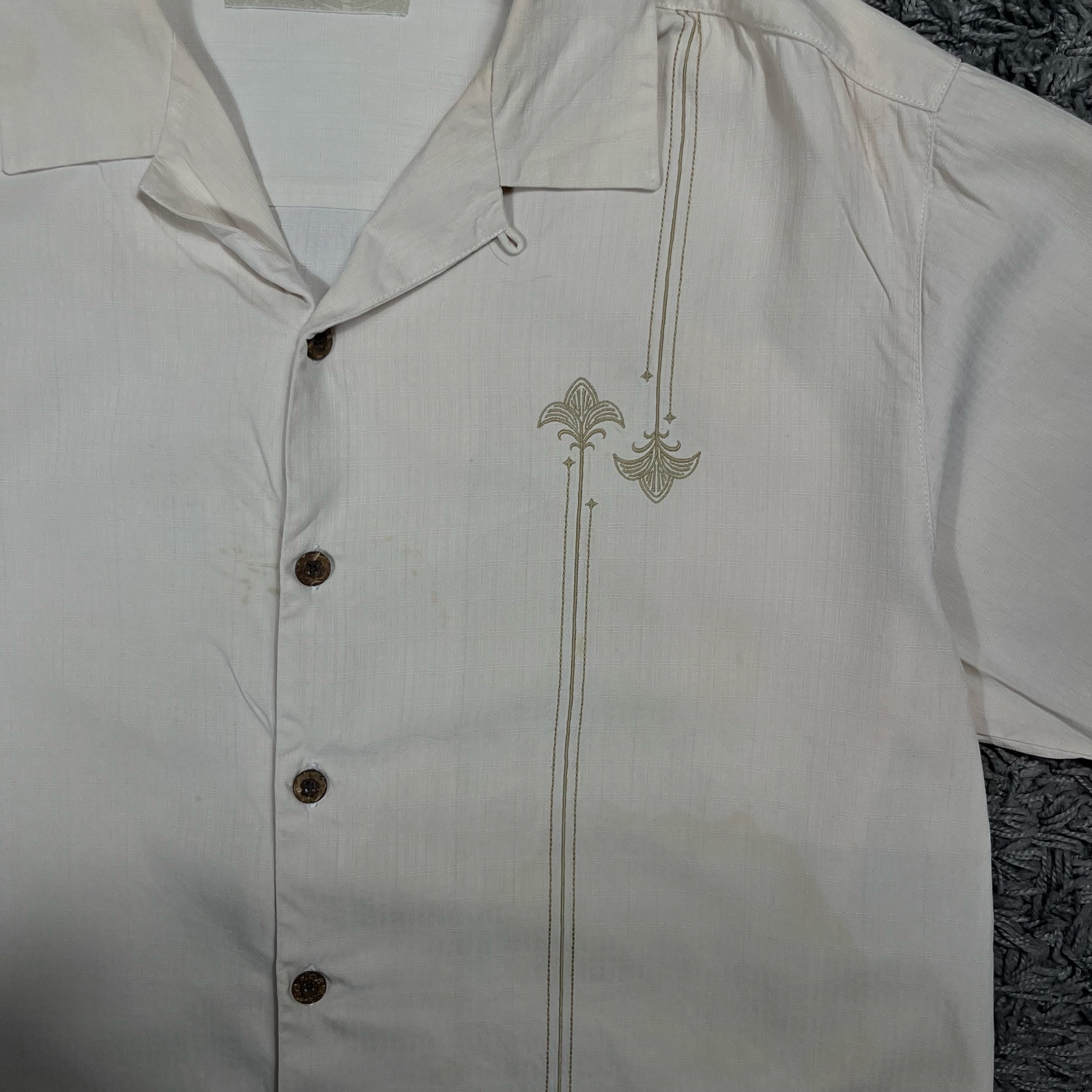 Tommy Bahama Cream Silk Short Sleeve Shirt M image 3