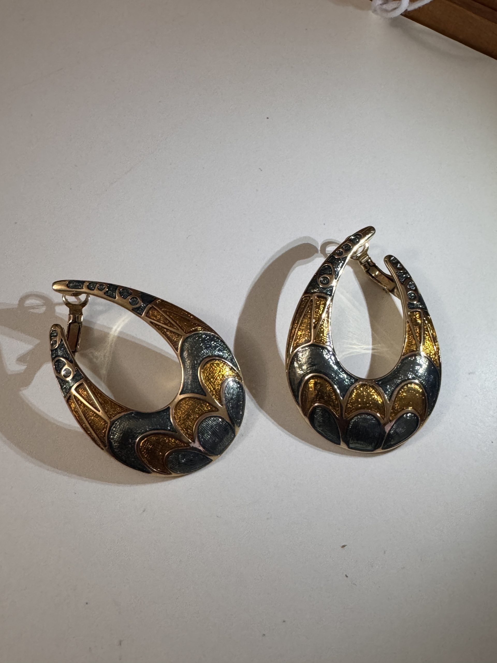 Gold & Silver Tone Hoop Earrings Unique Pattern Jewellery