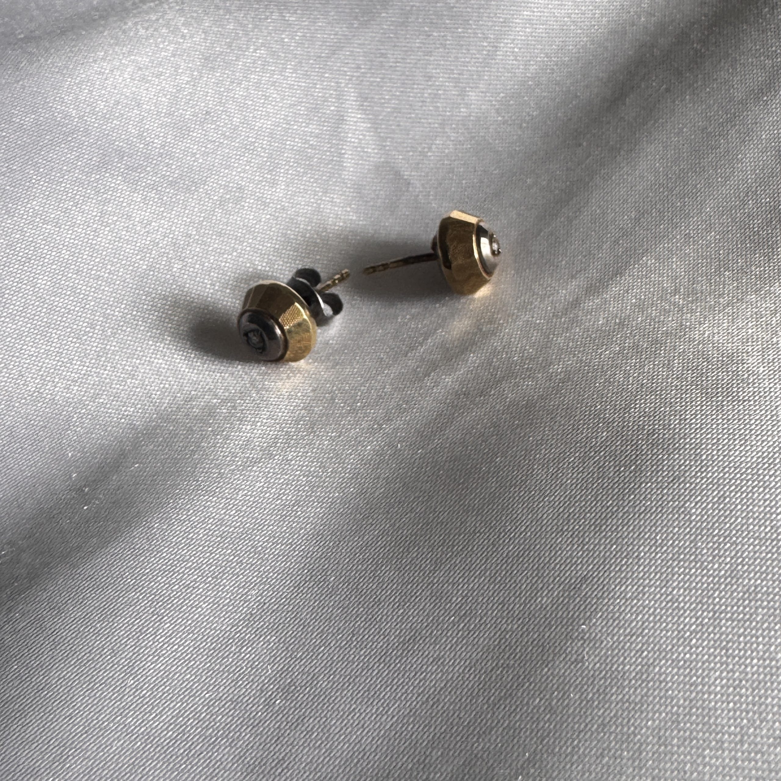 Unbranded Gold-tone & Silver-tone Stud Earrings with Rhinestones Gold Earring