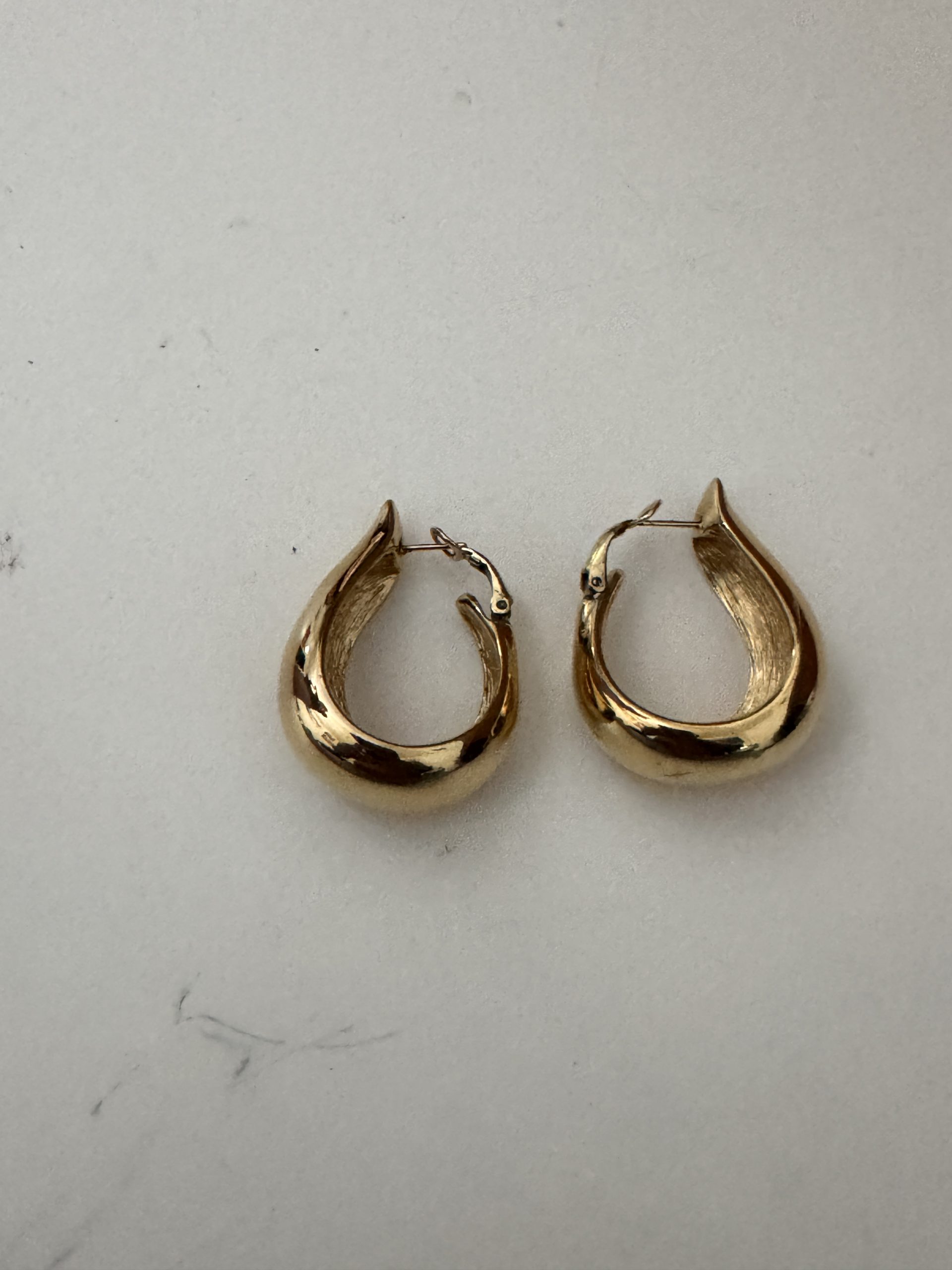 Golden Hoop Earrings Chunky Bold Vintage Style