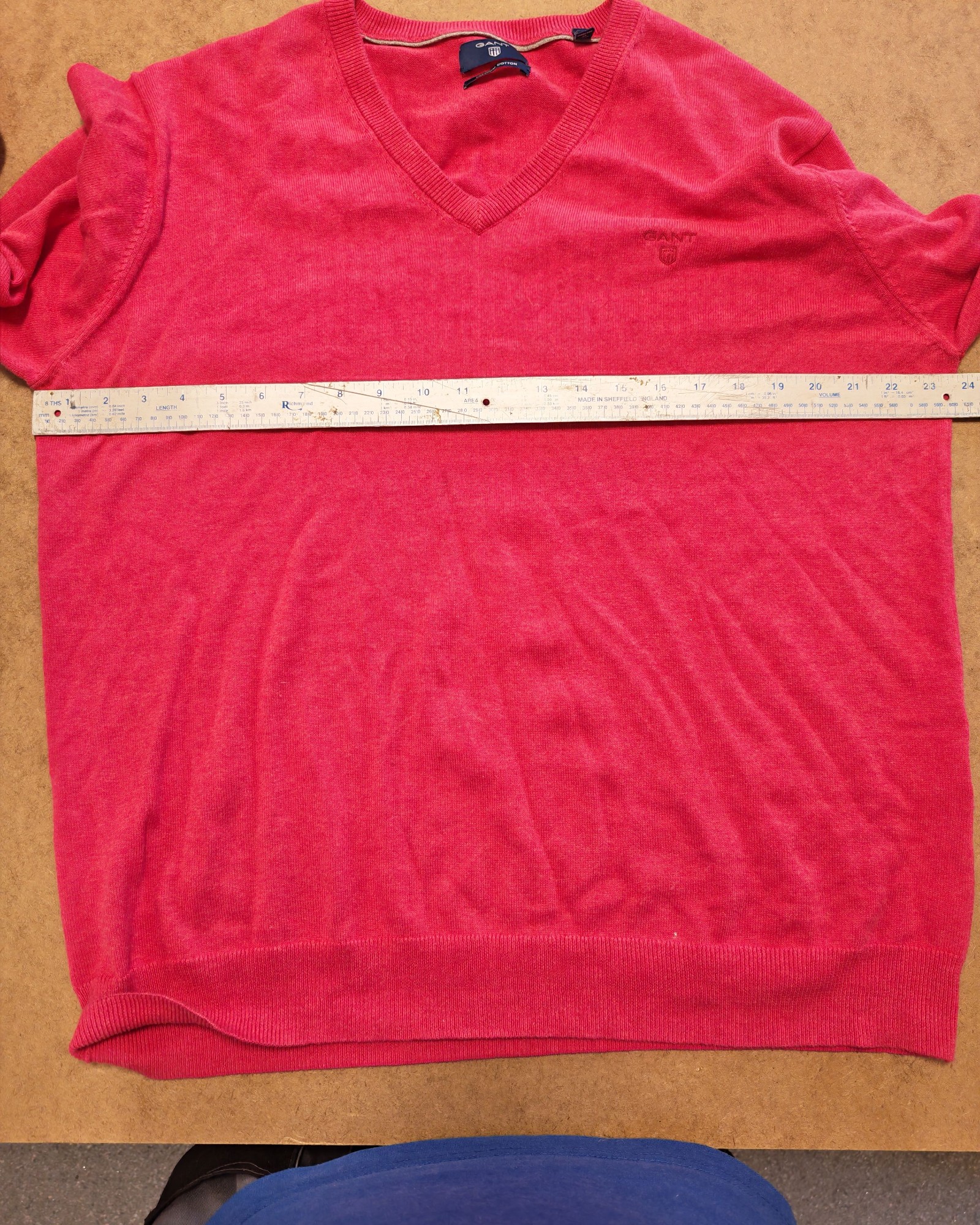 Gant Red Cotton V-Neck Jumper XL image 6
