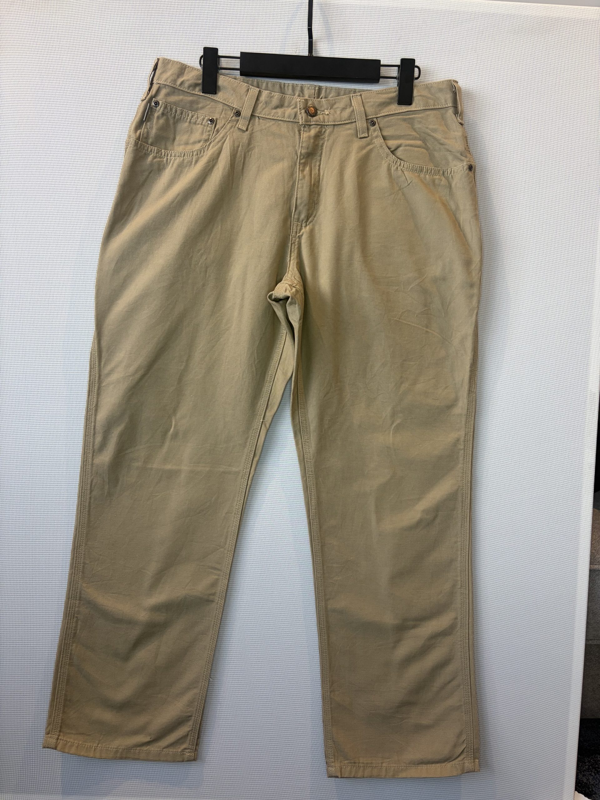 Carhartt WB159 Women's Carpenter Dungaree Trousers Khaki Tan Size 14x30 Relaxed Fit Cotton