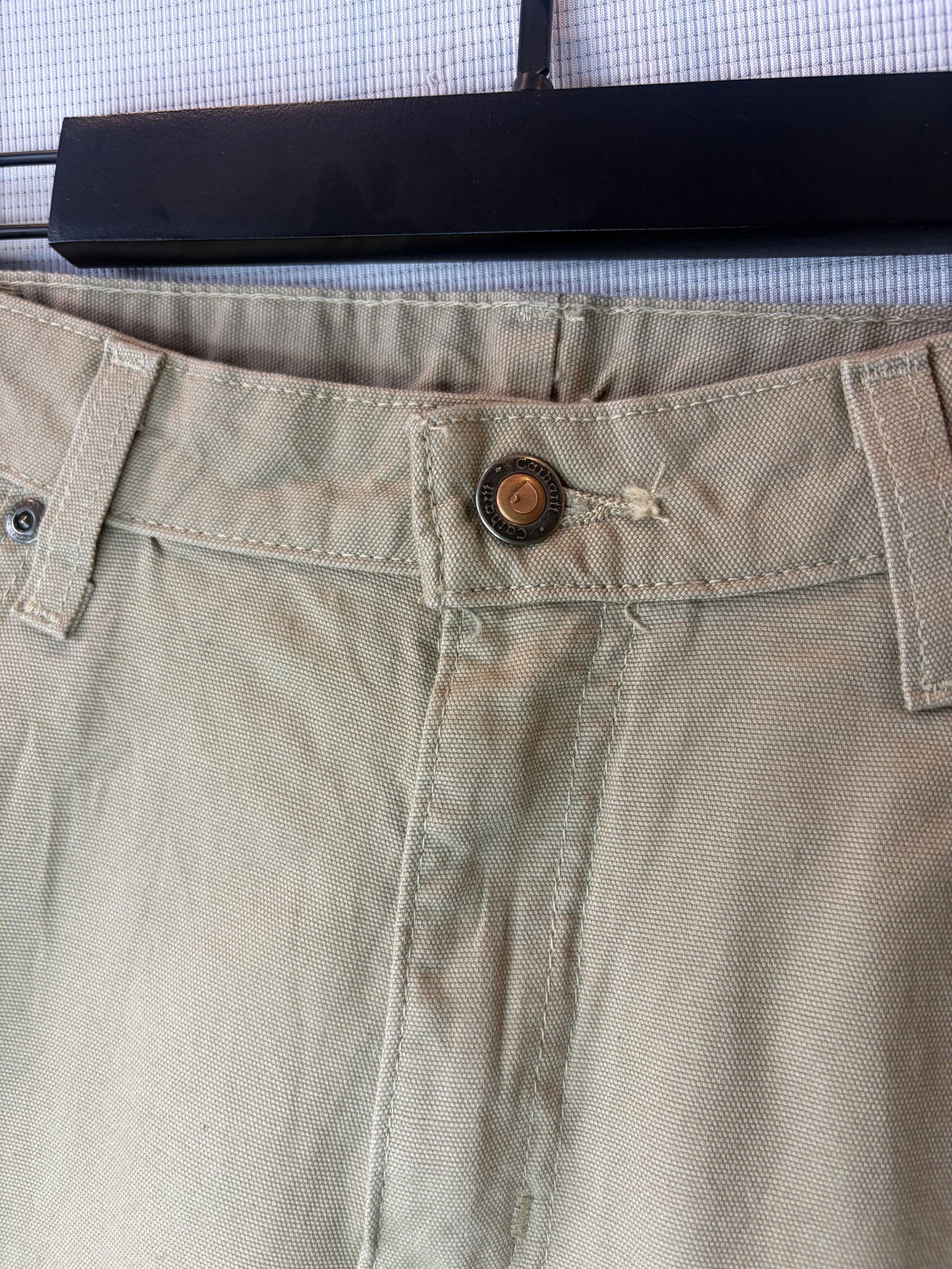 Carhartt WB159 Women's Carpenter Dungaree Trousers Khaki Tan Size 14x30 Relaxed Fit Cotton image 2