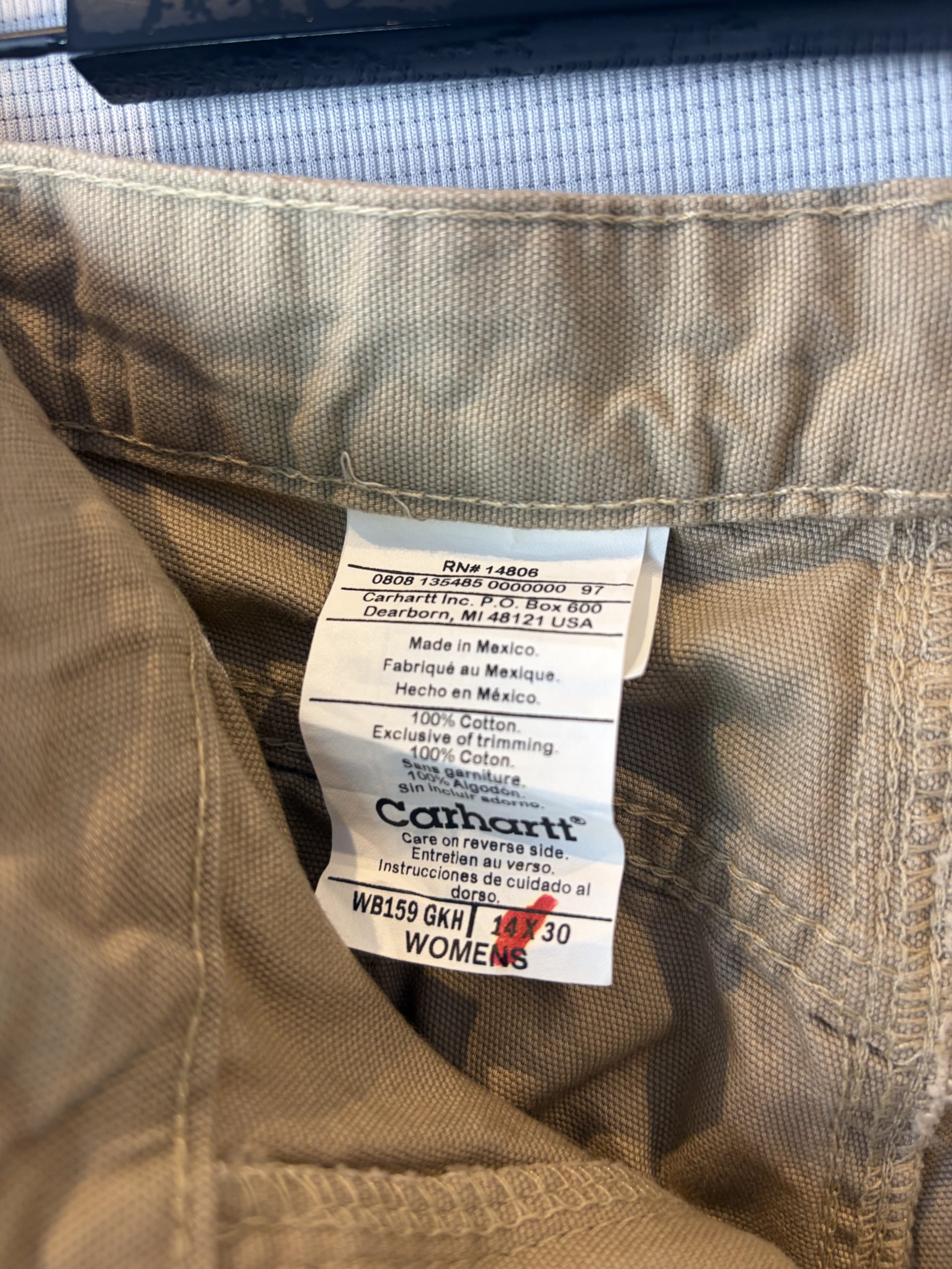 Carhartt WB159 Women's Carpenter Dungaree Trousers Khaki Tan Size 14x30 Relaxed Fit Cotton image 4