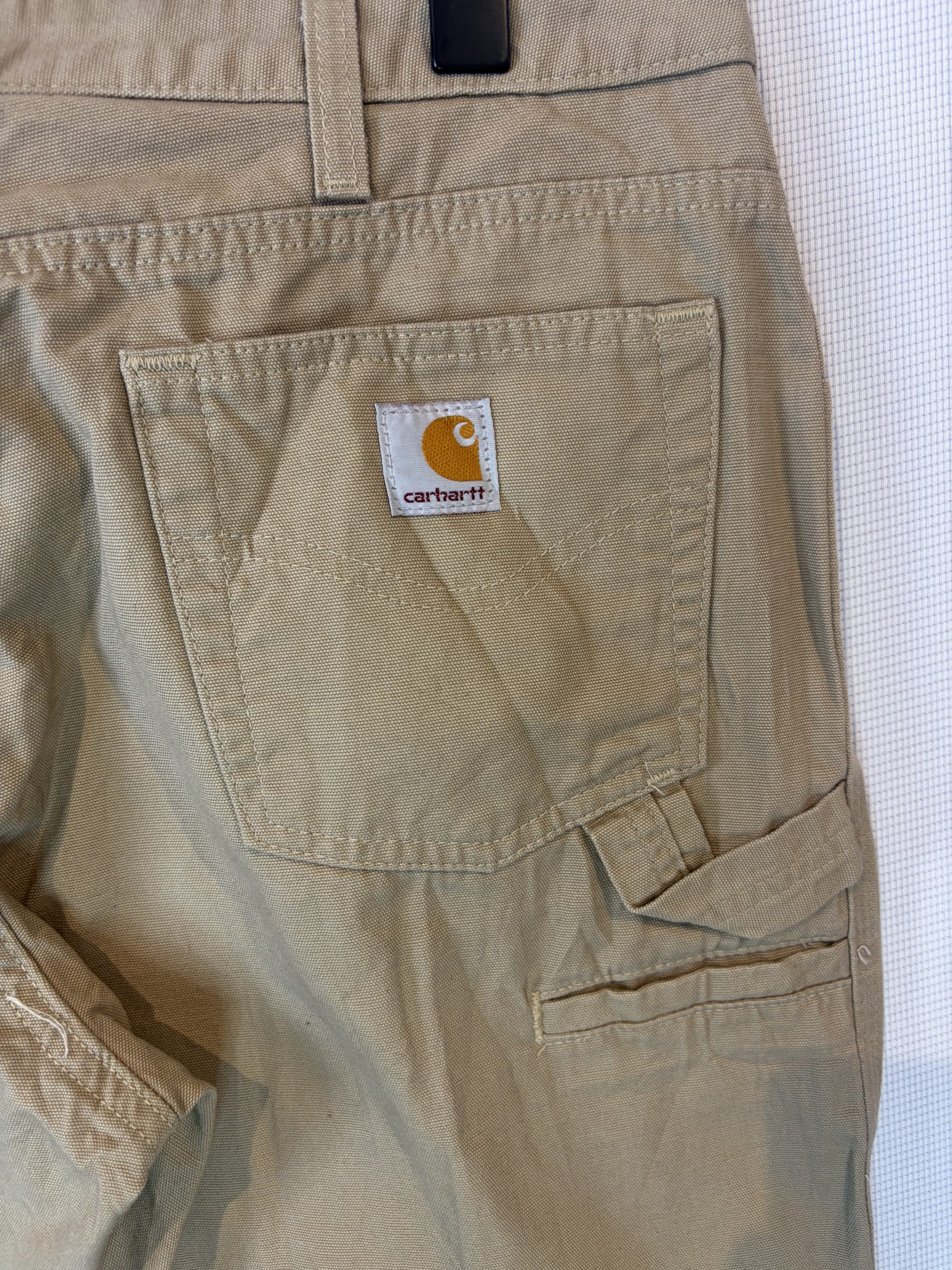 Carhartt WB159 Women's Carpenter Dungaree Trousers Khaki Tan Size 14x30 Relaxed Fit Cotton image 7