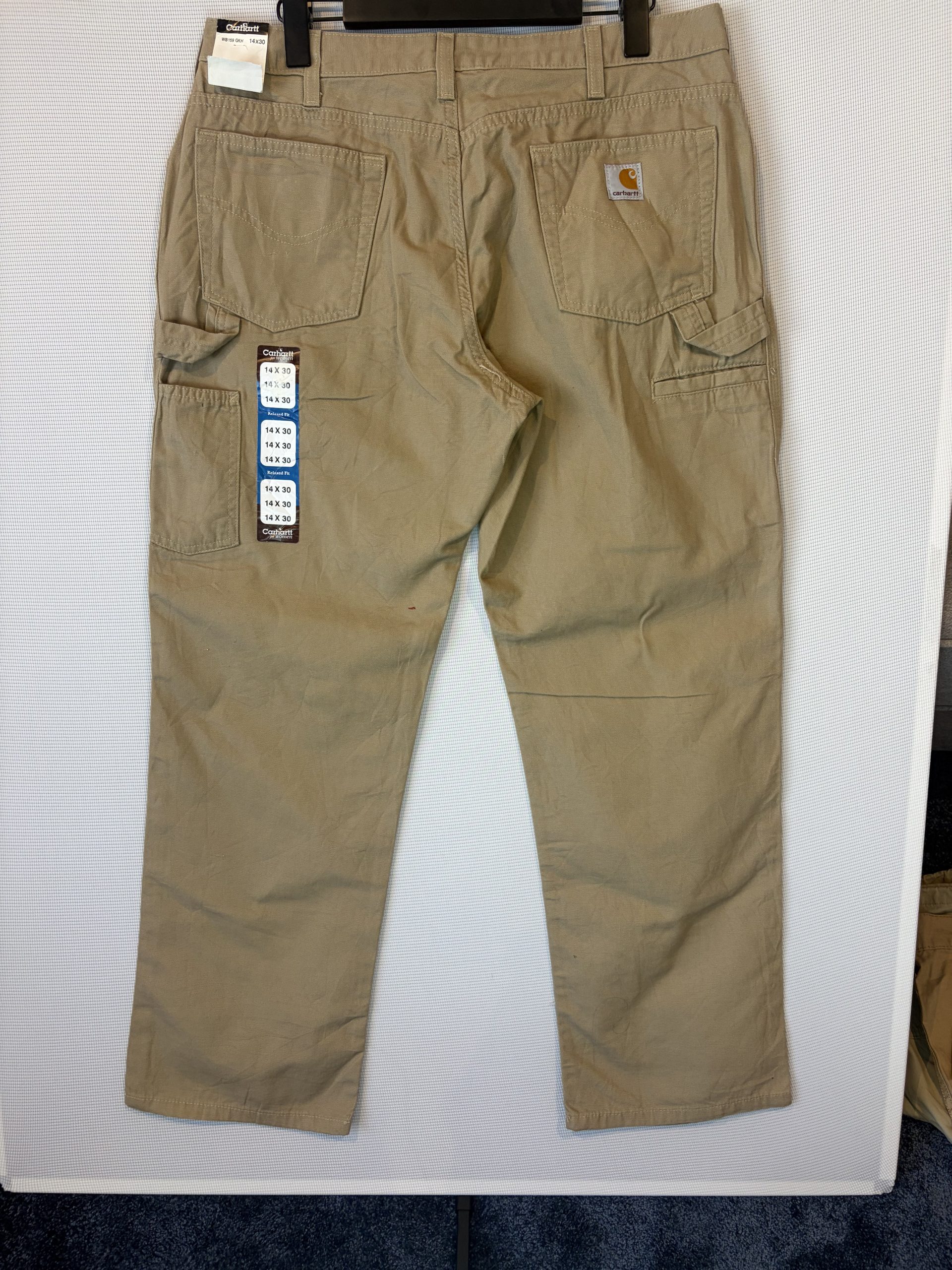 Carhartt WB159 Women's Carpenter Dungaree Trousers Khaki Tan Size 14x30 Relaxed Fit Cotton image 9