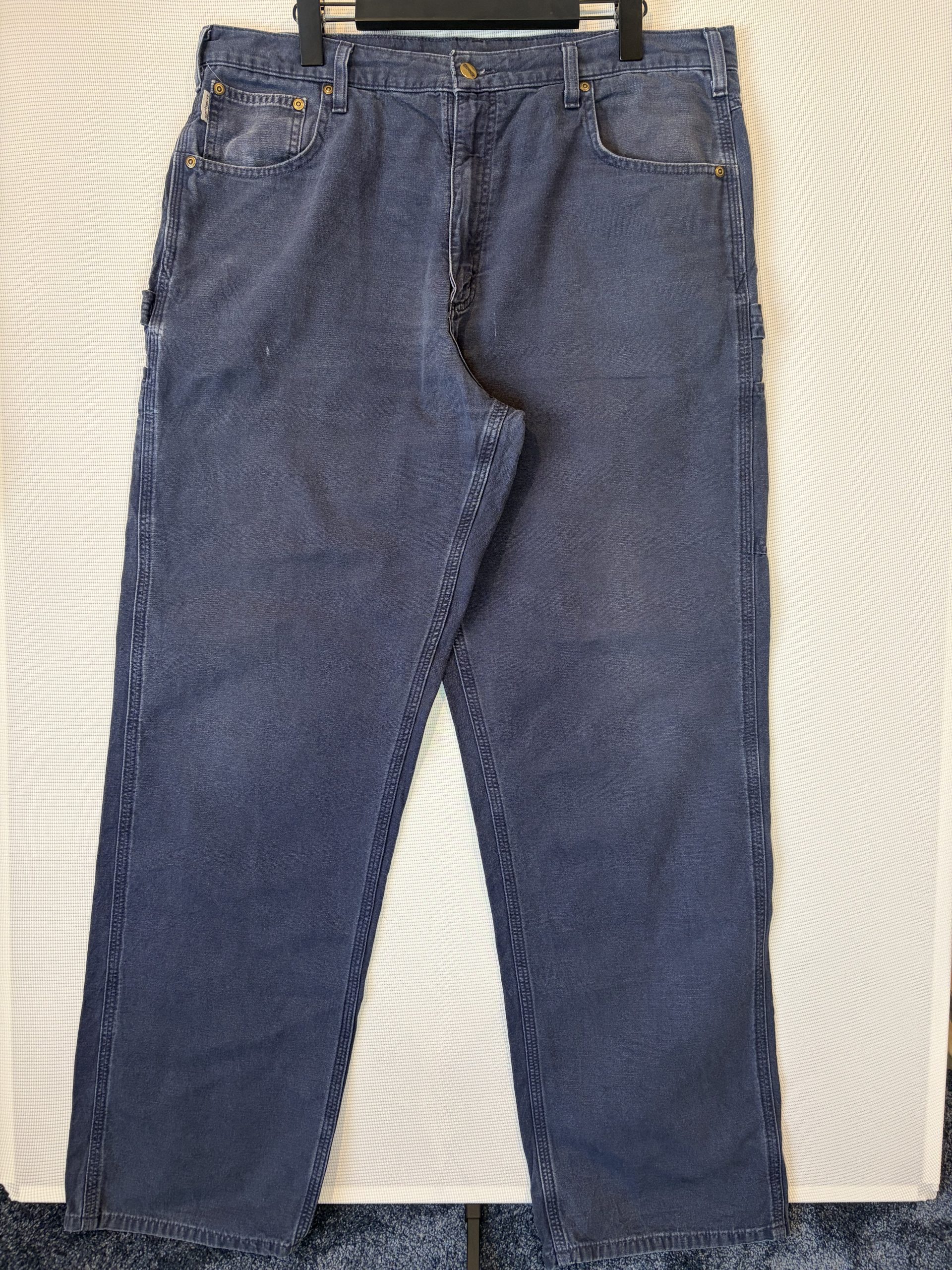 Vintage Carhartt B159 Loose Fit Carpenter Trousers Navy Faded 38x34 100% Cotton Workwear