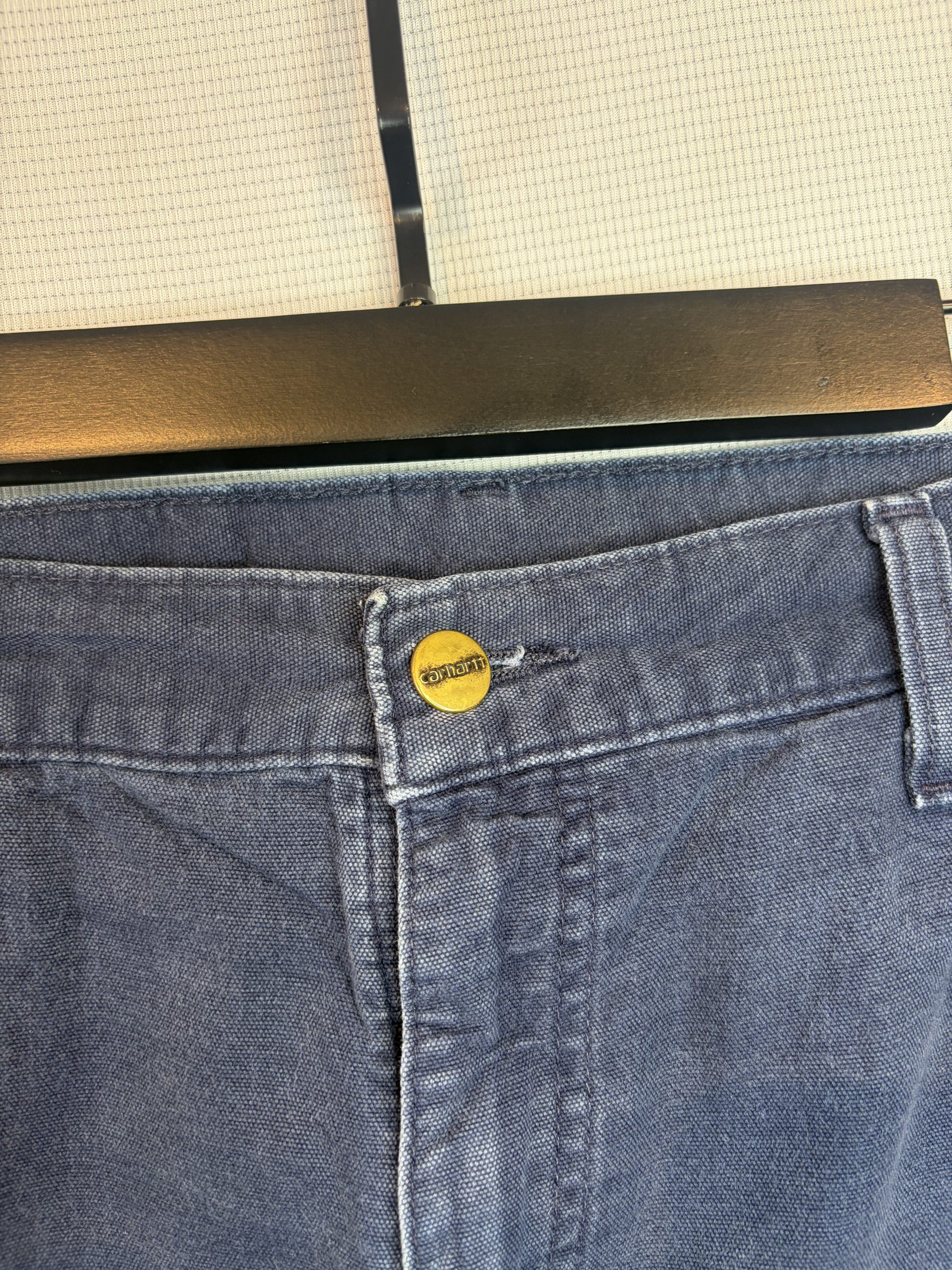Vintage Carhartt B159 Loose Fit Carpenter Trousers Navy Faded 38x34 100% Cotton Workwear image 3