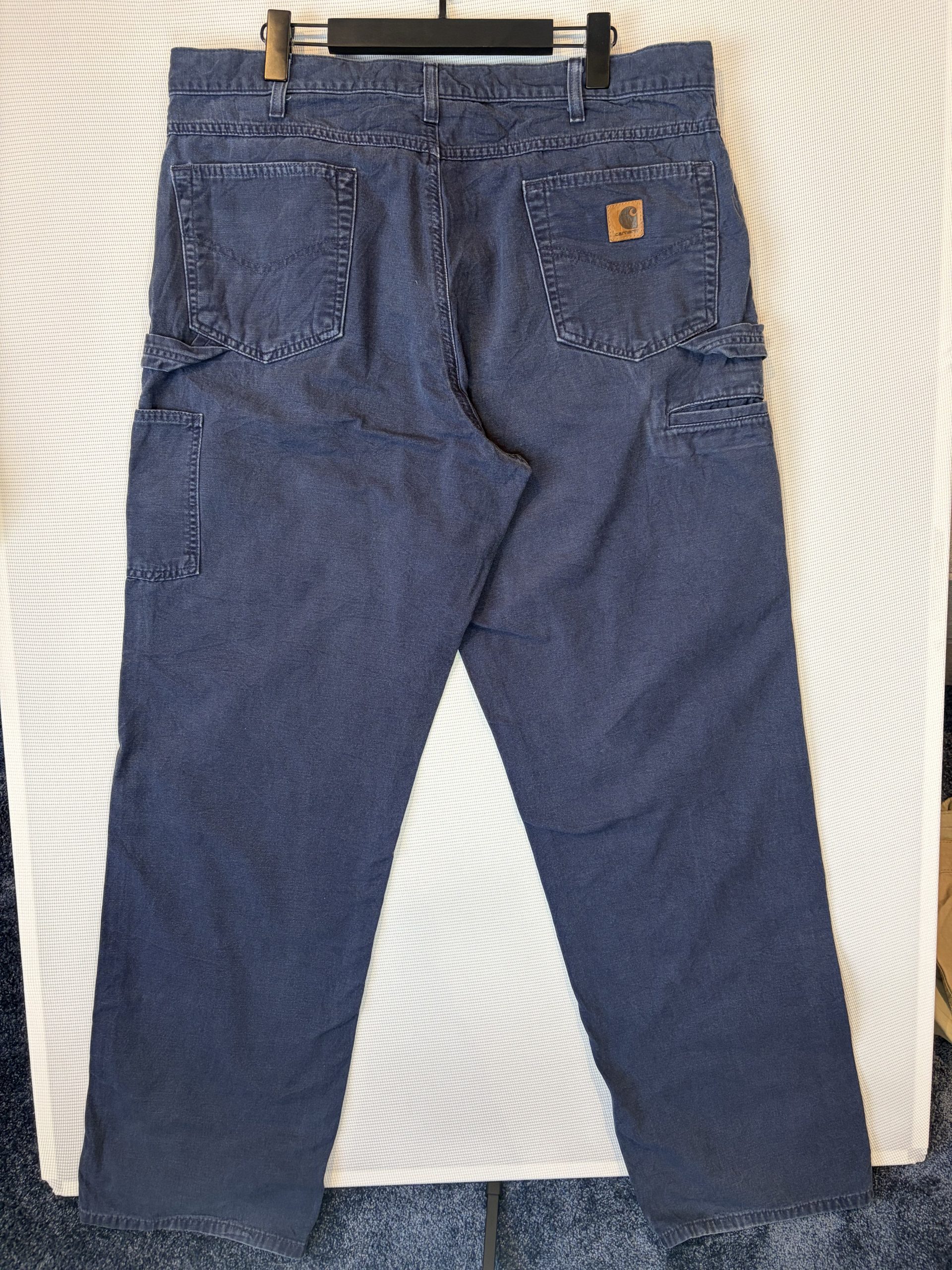 Vintage Carhartt B159 Loose Fit Carpenter Trousers Navy Faded 38x34 100% Cotton Workwear image 7