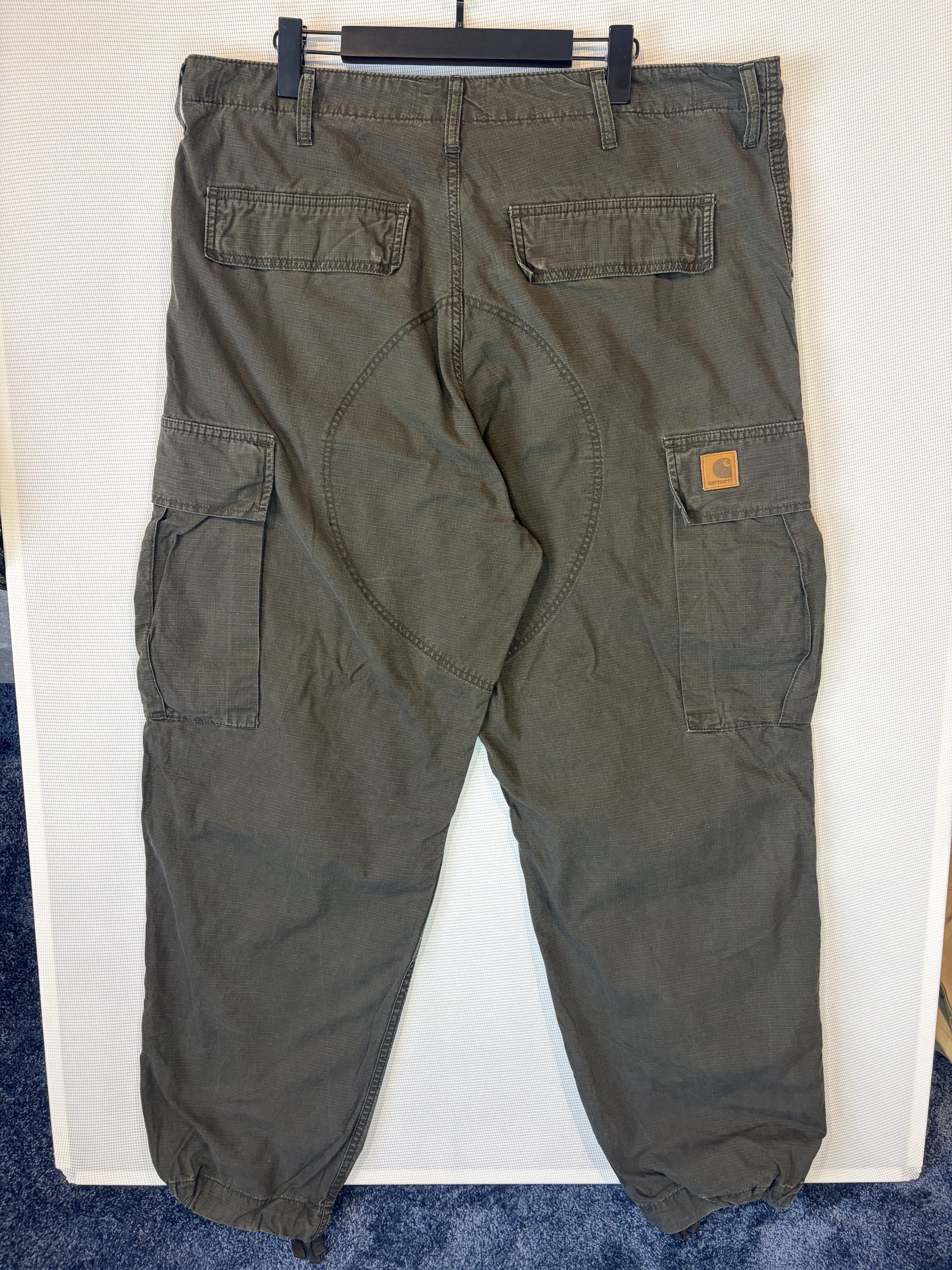 Carhartt WIP Regular Cargo Trousers Olive Green Ripstop 38x32 100% Cotton Ripstop image 7