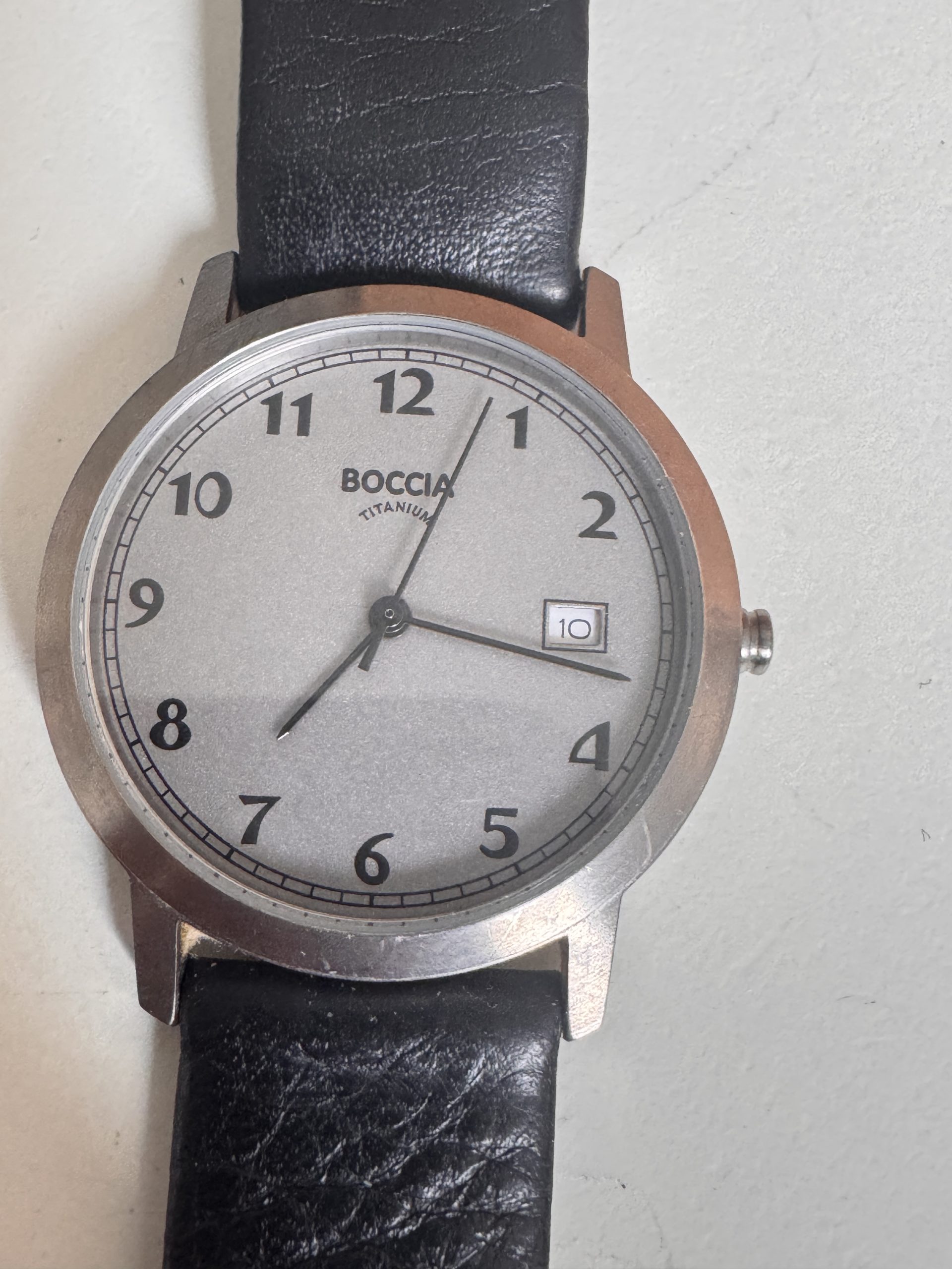 Boccia Titanium Silver Dial Black Leather Strap Watch image 5