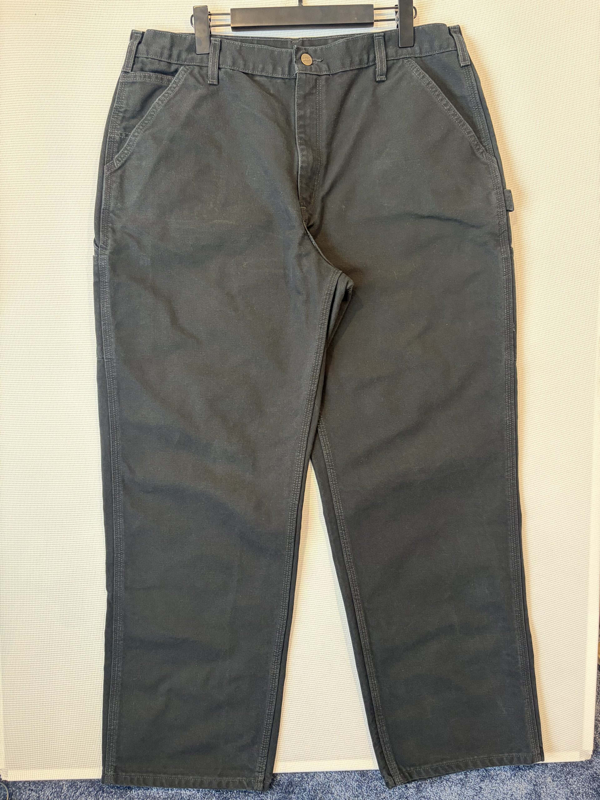 Vintage Carhartt B11 Loose Original Fit Dungaree Carpenter Trousers Faded Black 38x32