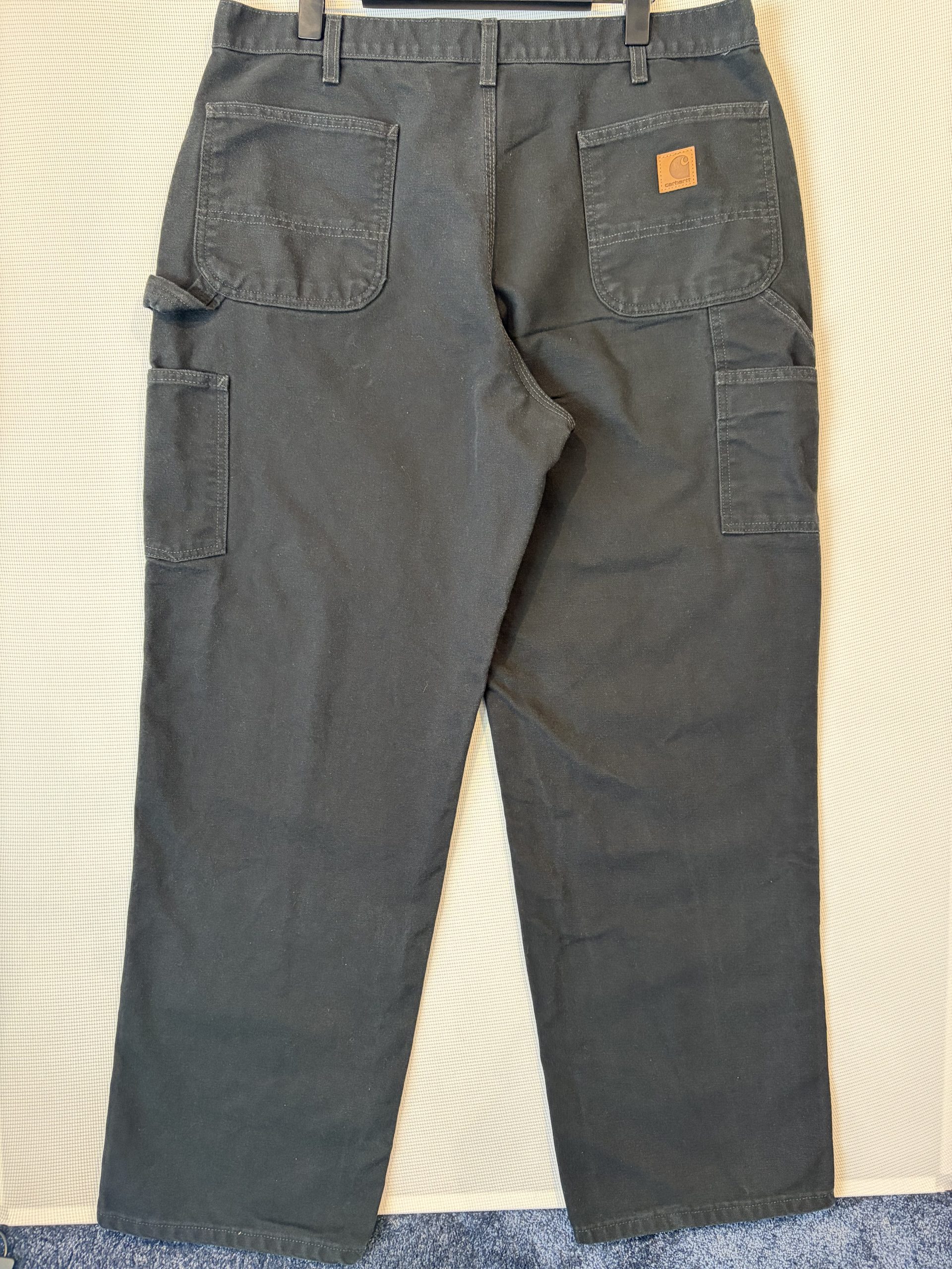 Vintage Carhartt B11 Loose Original Fit Dungaree Carpenter Trousers Faded Black 38x32 image 7