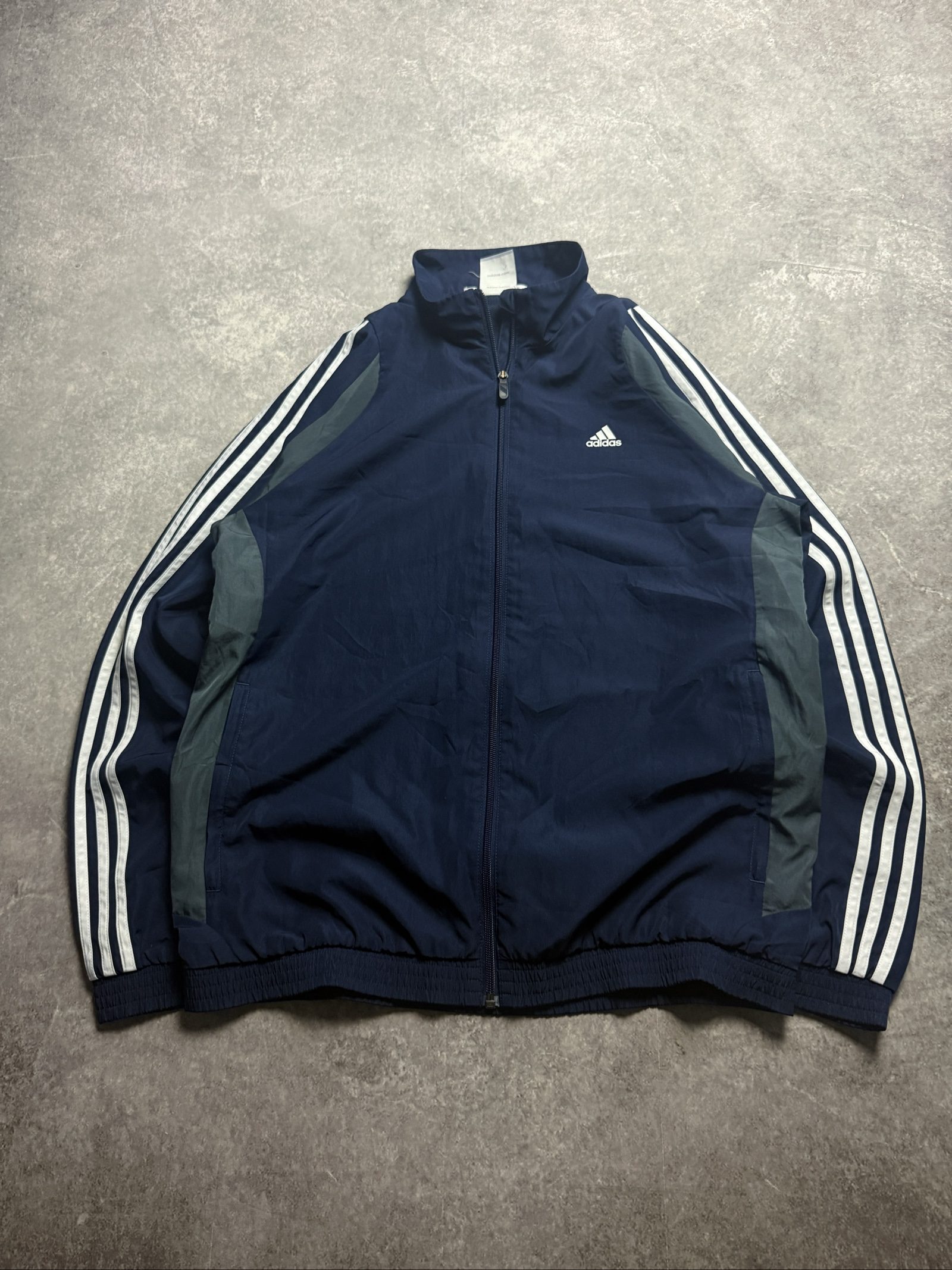 Adidas Navy & Grey Track Jacket Large with Zipper