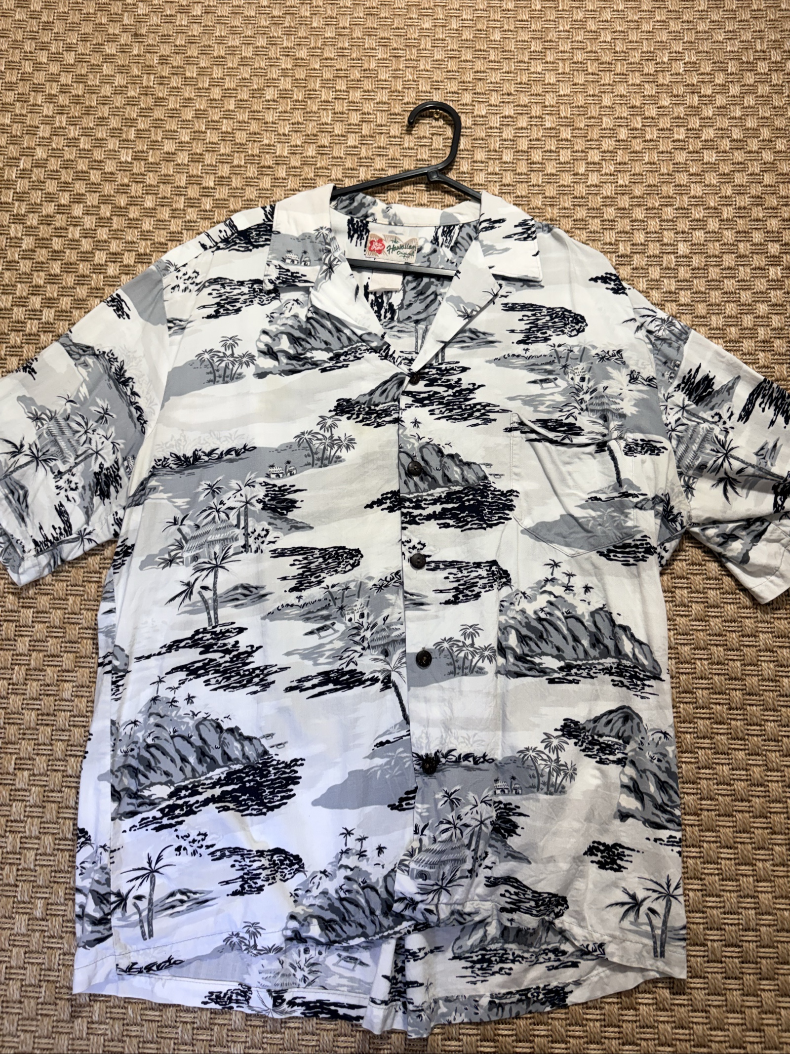 Gitto Hattori Black & Grey Hawaiian Shirt Medium Tropical Print