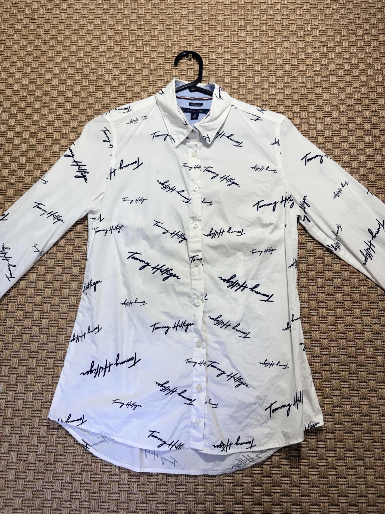 Tommy Hilfiger White Signature Logo Classic Fit Shirt XS