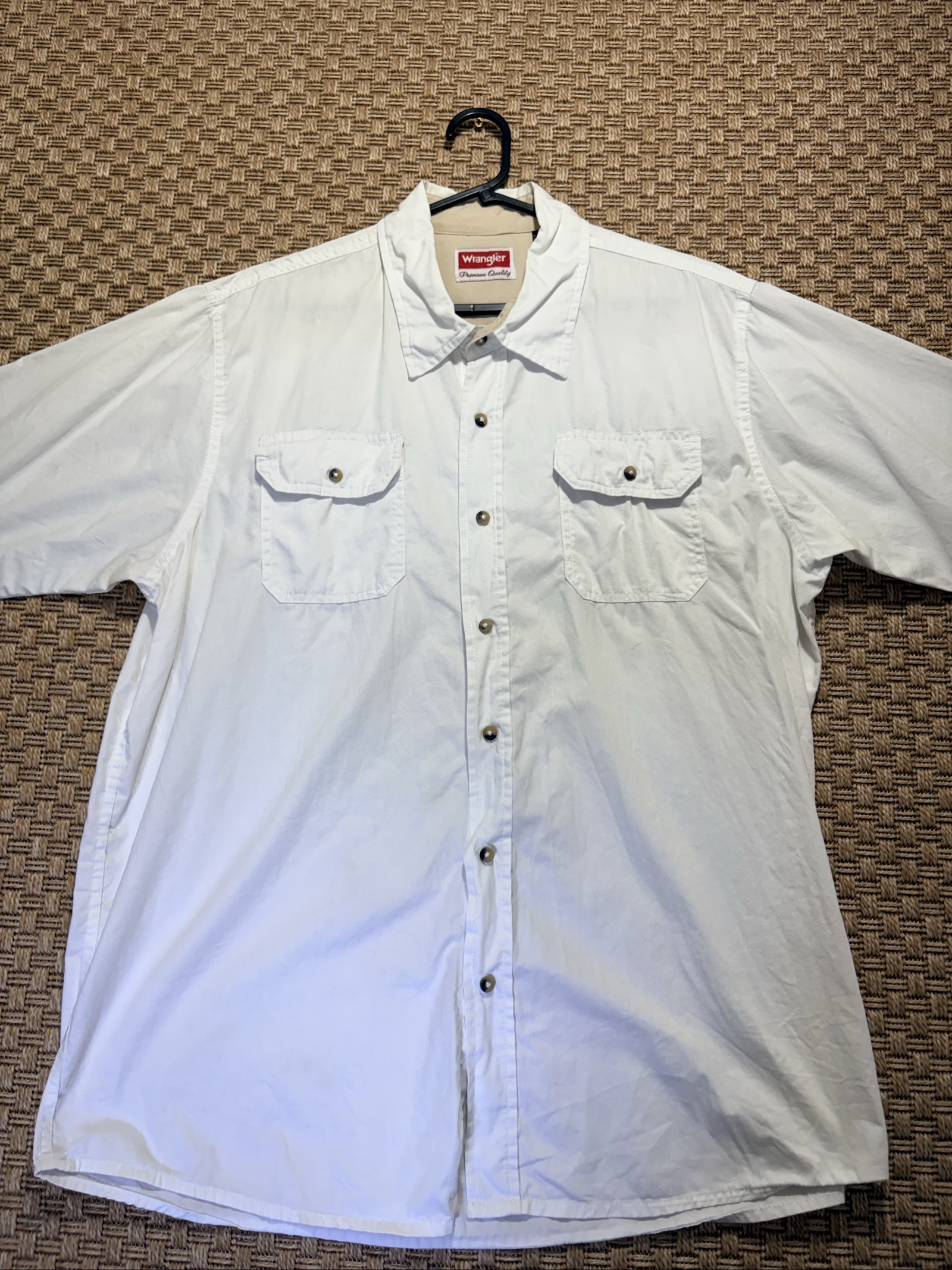 Wrangler White Cotton Shirt XL Button Pockets