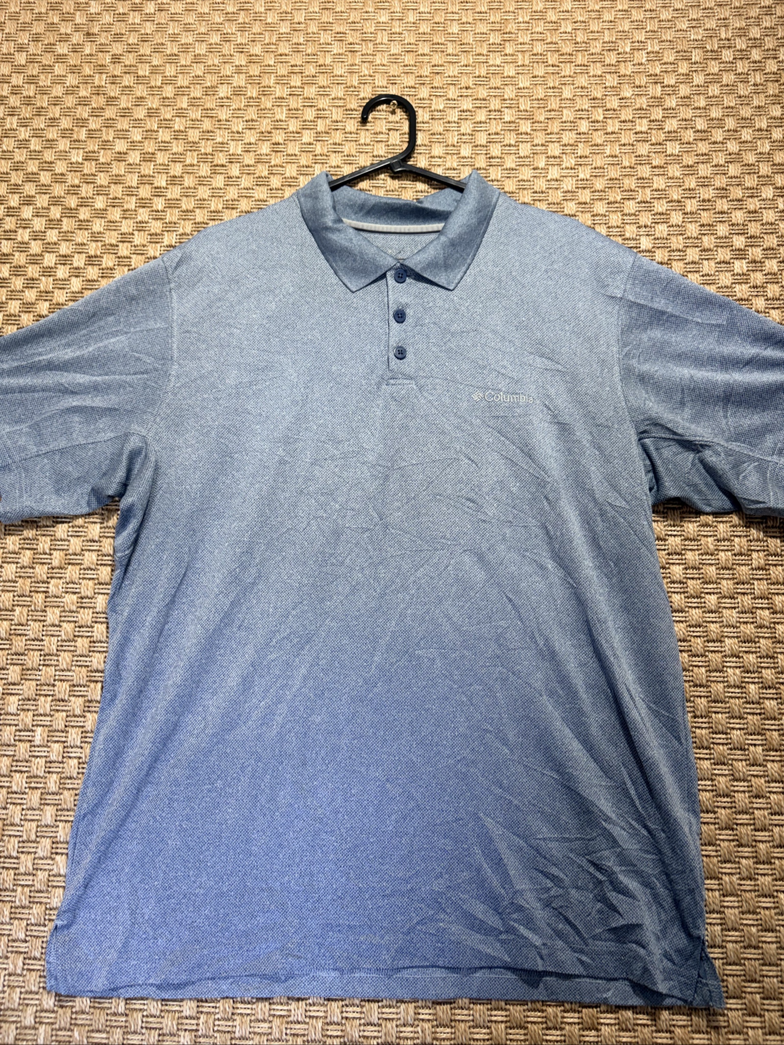 Columbia Blue Polo Shirt Large Cotton Blend Casual