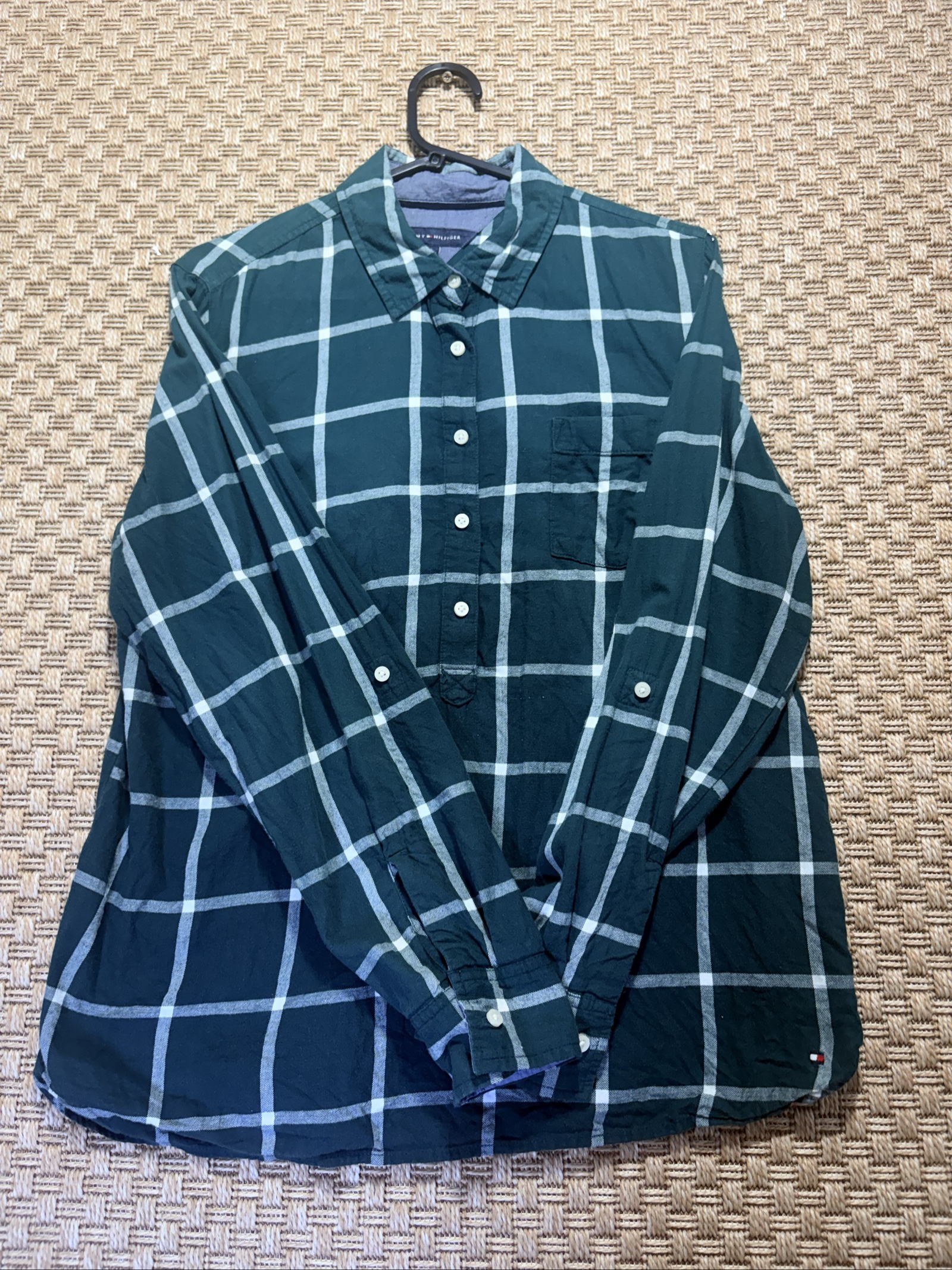 Tommy Hilfiger Green & White Checked Shirt Large
