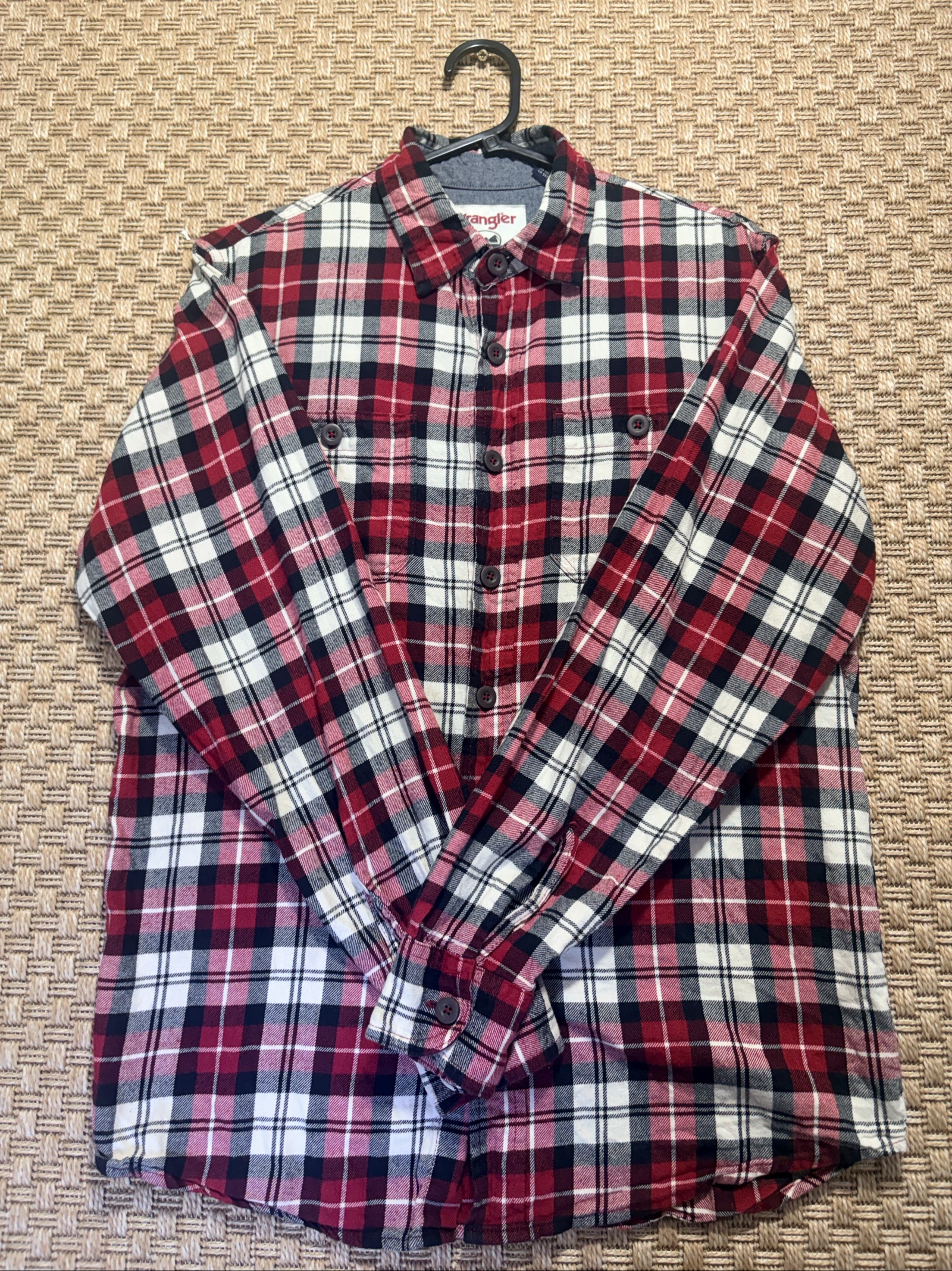 Wrangler Red, Black & White Checked Shirt Small Cotton