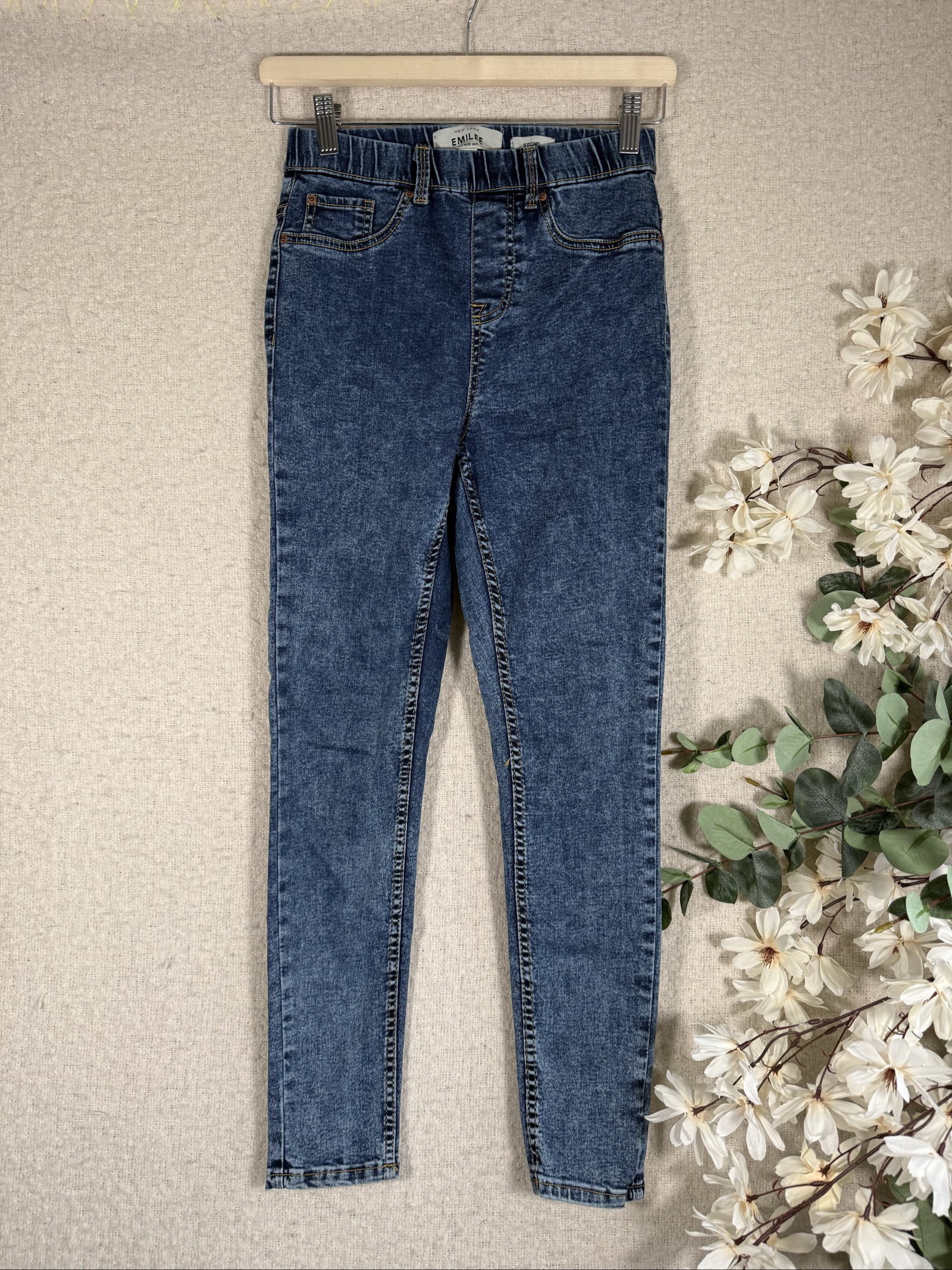 New Look Emilee Blue Denim Skinny Jeans UK 8 High Waist Classic Style