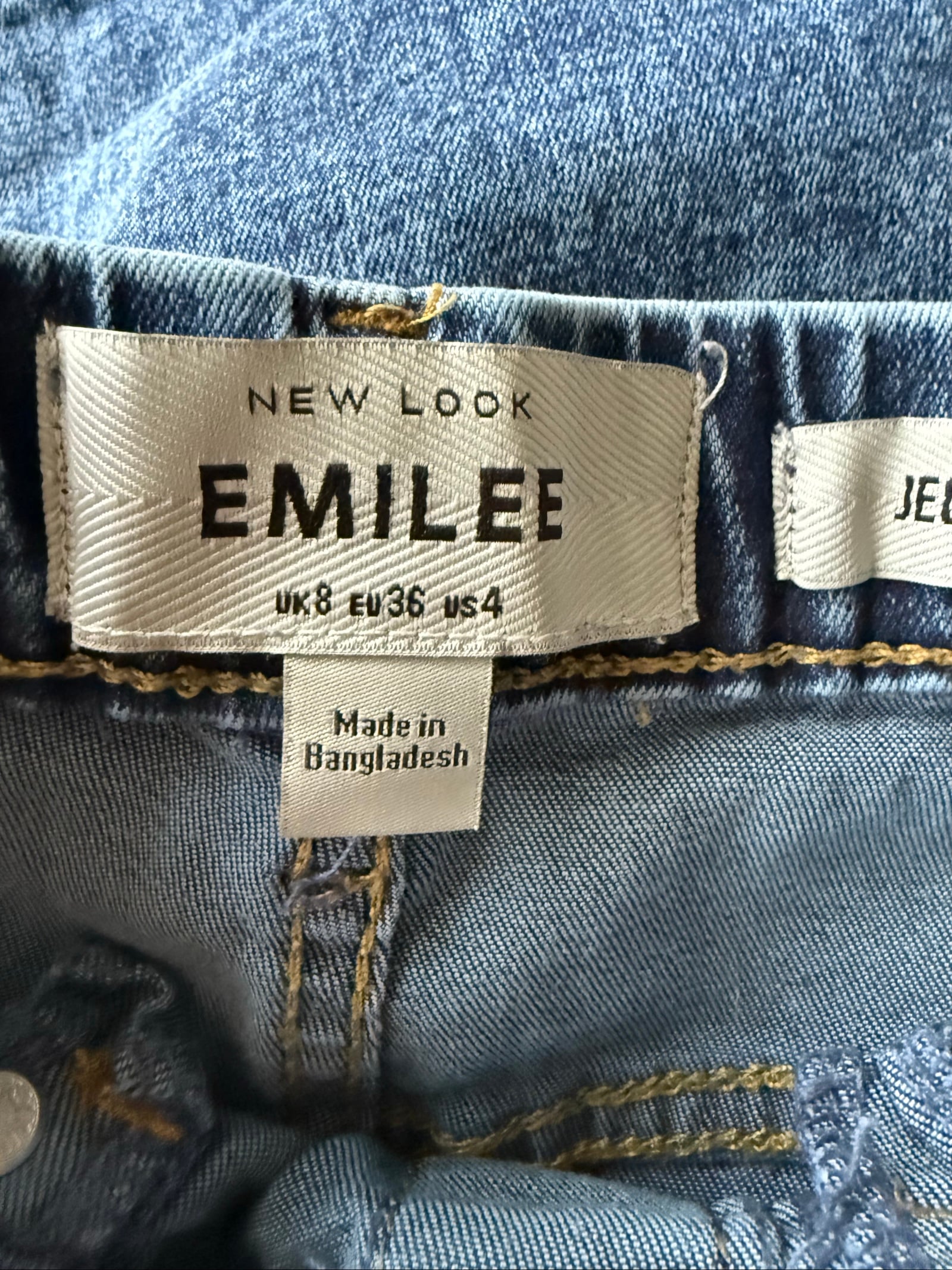 New Look Emilee Blue Denim Skinny Jeans UK 8 High Waist Classic Style image 3