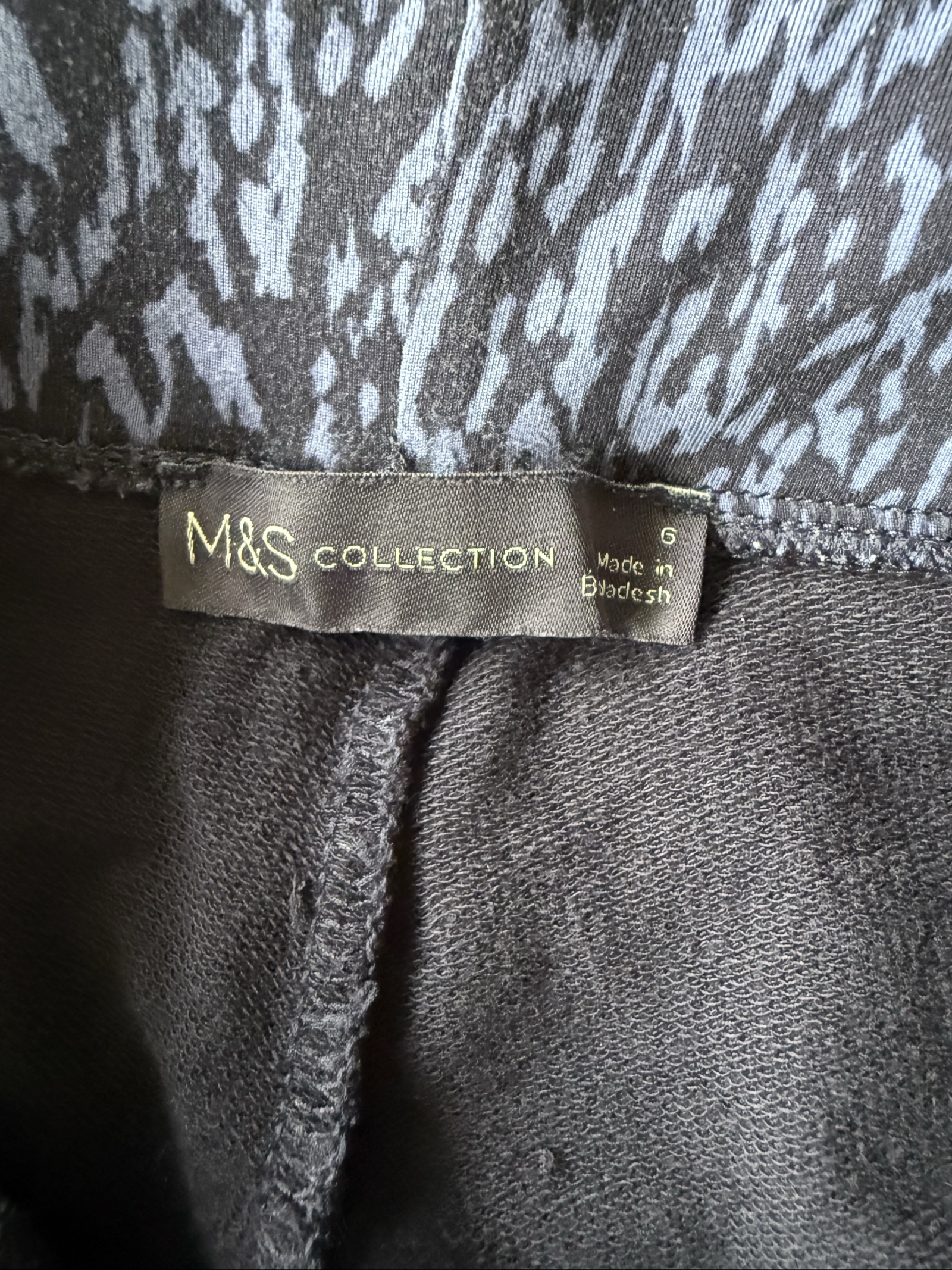 M&S Navy Blue Women's Stretch Cotton Blend Trousers UK 10 Short Length image 3