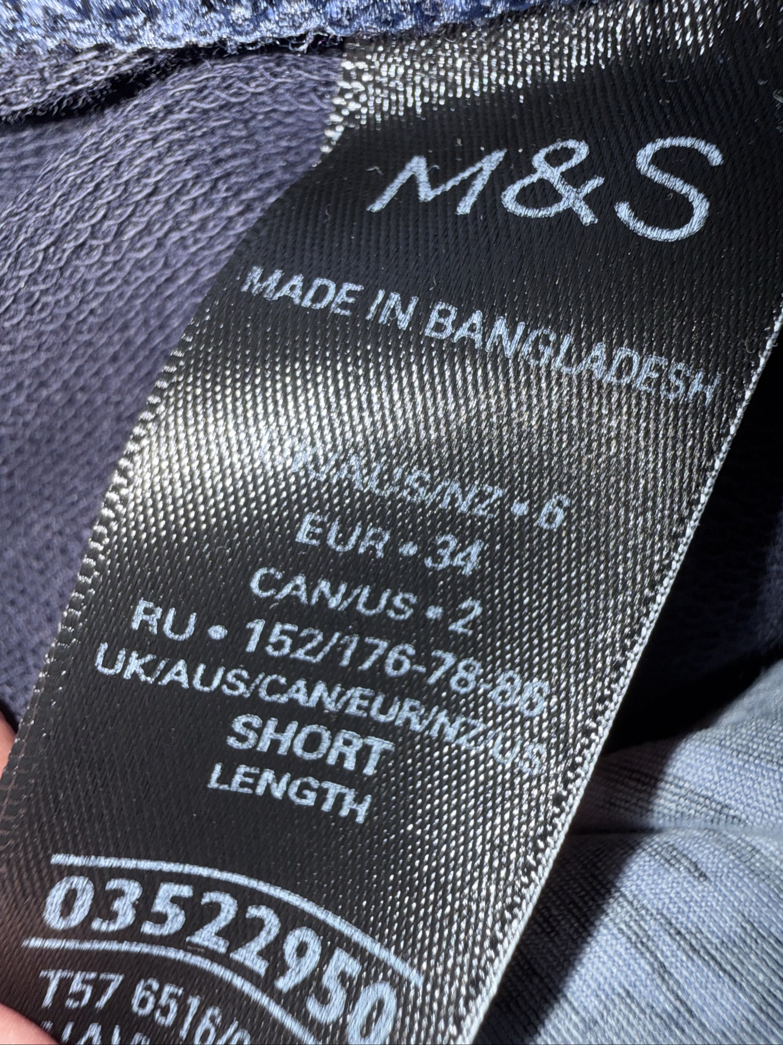 M&S Navy Blue Women's Stretch Cotton Blend Trousers UK 10 Short Length image 6
