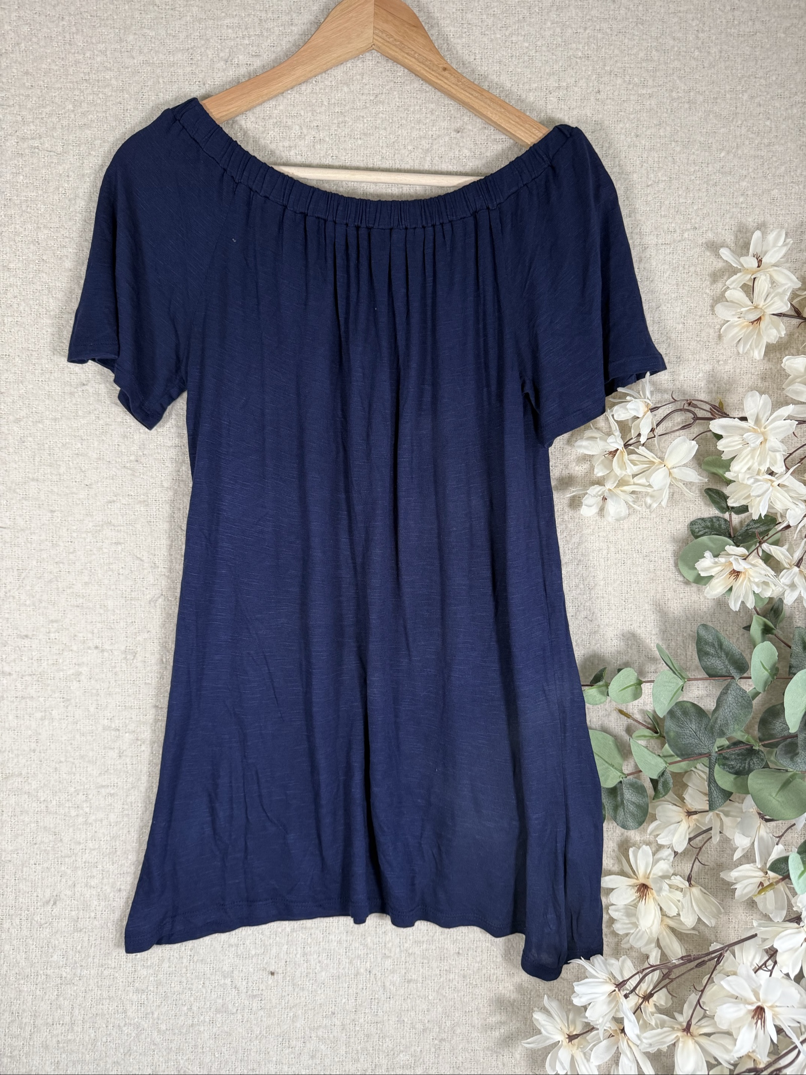 George Navy Blue Off Shoulder Casual T-Shirt Dress UK 12 Soft Fabric