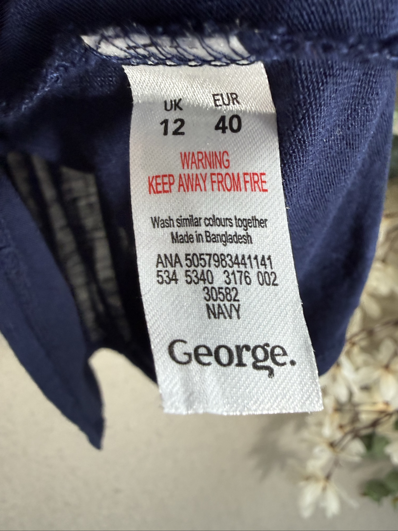 George Navy Blue Off Shoulder Casual T-Shirt Dress UK 12 Soft Fabric image 5