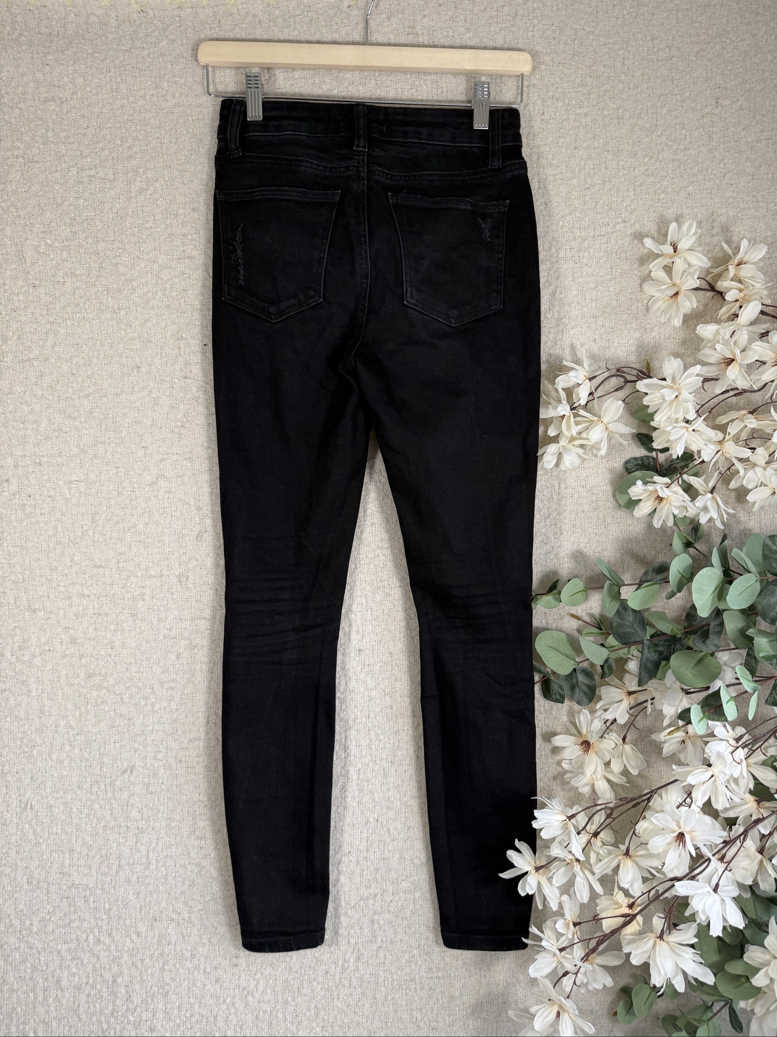 Primark Black Distressed Skinny Jeans UK 6 Denim Co. Ripped Detail image 4